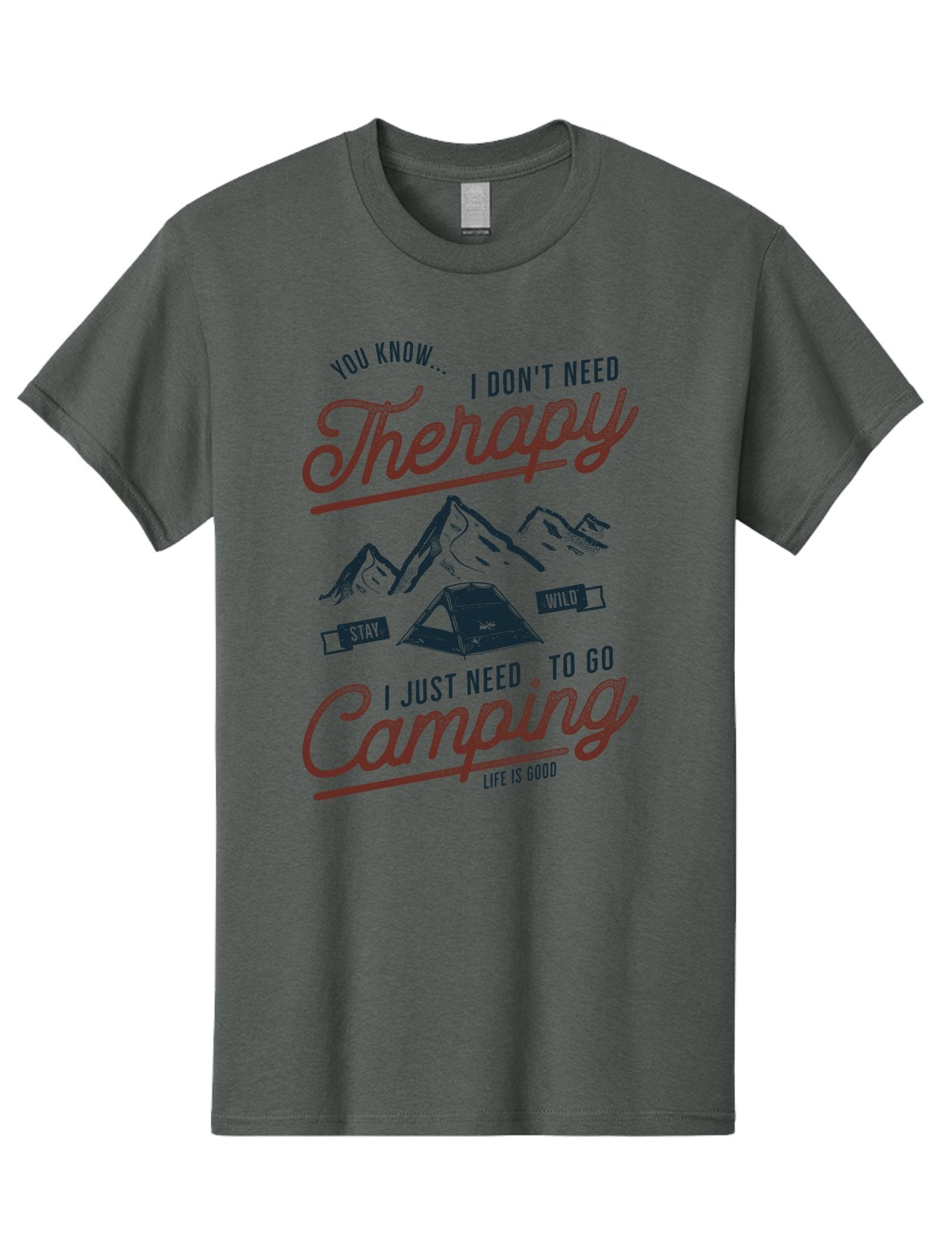 Camping-Therapy Men'S Graphic Tee, 100% Cotton, Comfortable Casual Summer Wear, Machine Washable, Camping Therapy, Outdoor Adventure, Wilderness Escape, Stay Wild, Life Is Good, Nature Therapy, Camping Quotes, Adventure Seeking, Aab931 9
