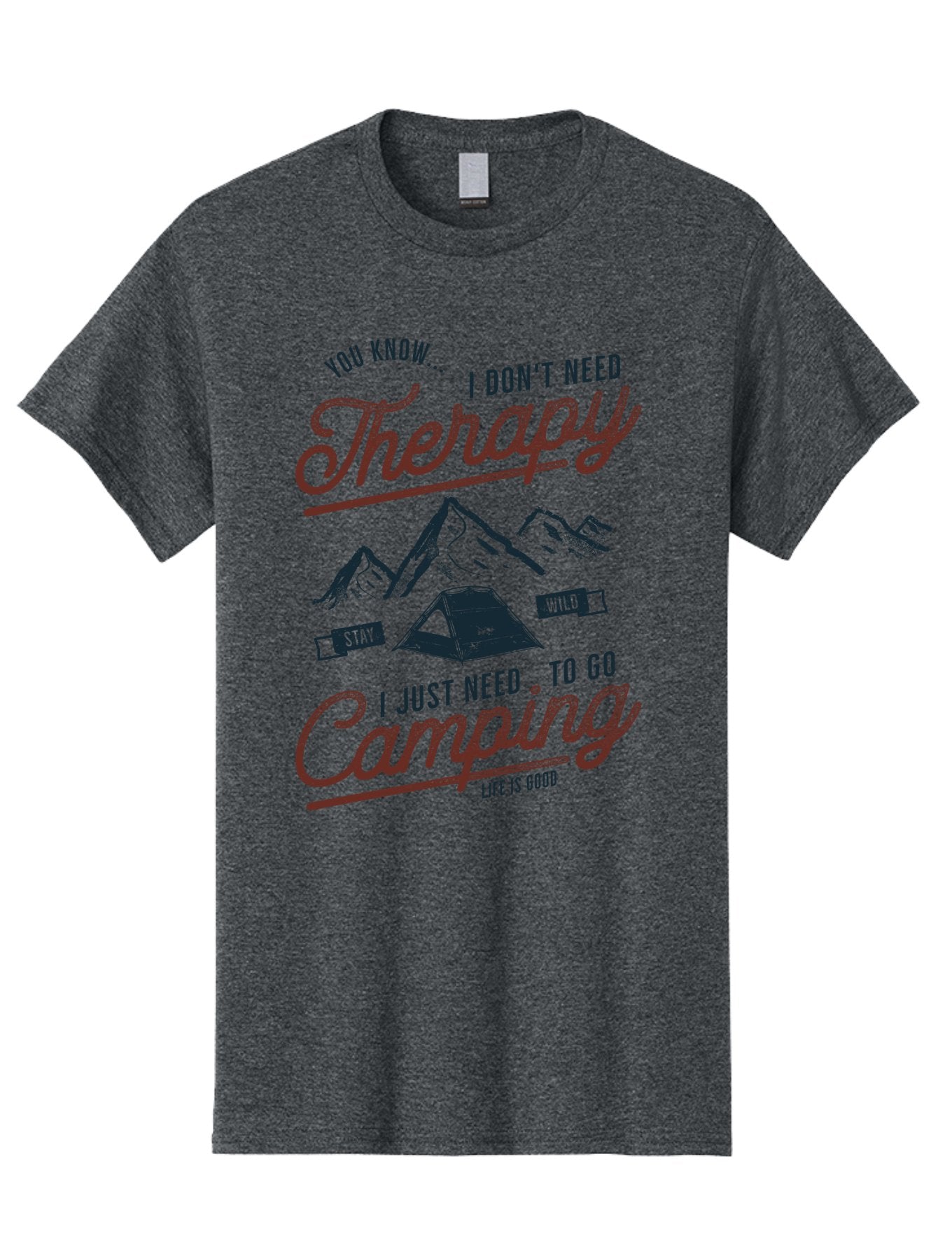 Camping-Therapy Men'S Graphic Tee, 100% Cotton, Comfortable Casual Summer Wear, Machine Washable, Camping Therapy, Outdoor Adventure, Wilderness Escape, Stay Wild, Life Is Good, Nature Therapy, Camping Quotes, Adventure Seeking, Aab931 15