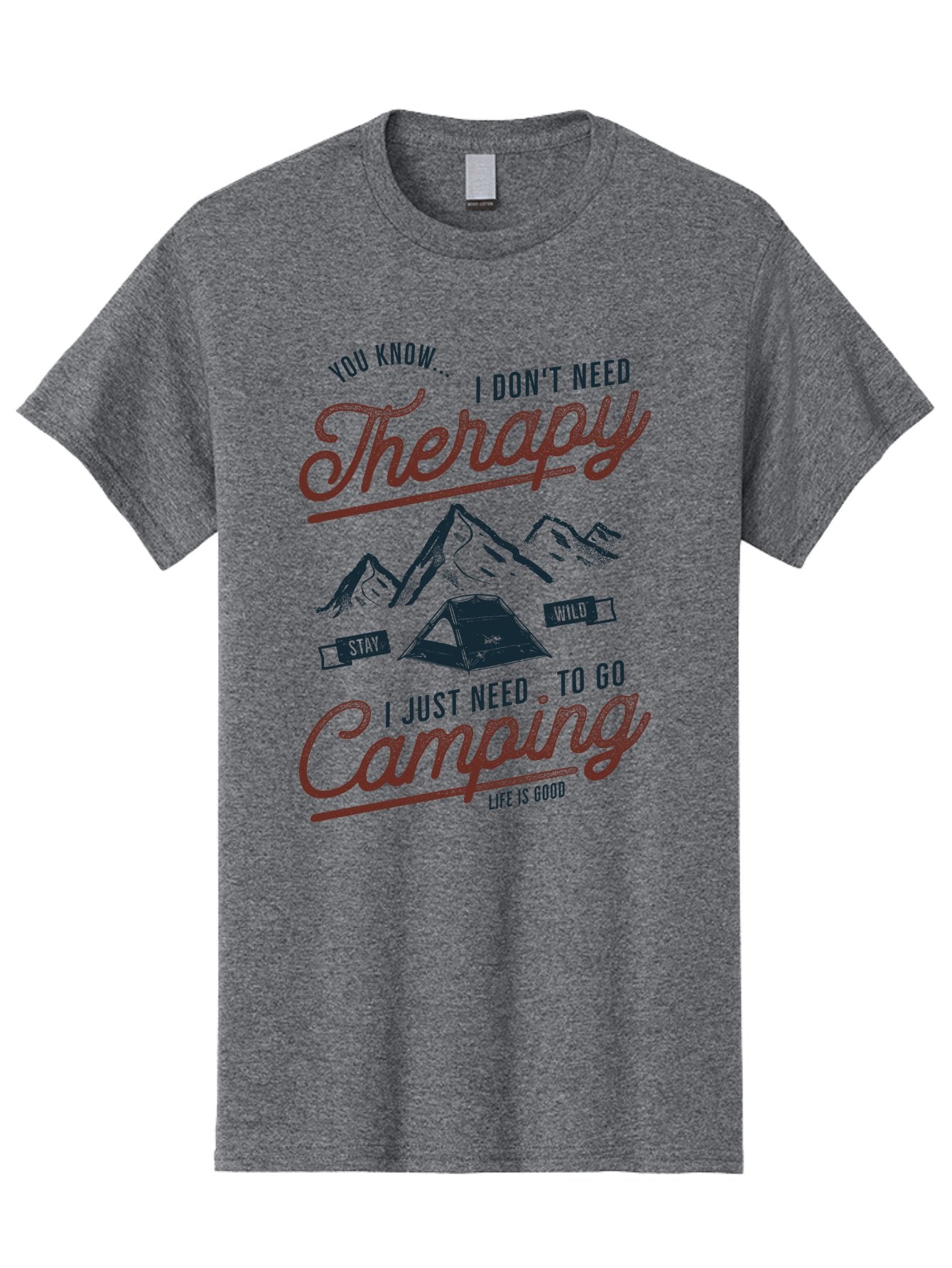 Camping-Therapy Men'S Graphic Tee, 100% Cotton, Comfortable Casual Summer Wear, Machine Washable, Camping Therapy, Outdoor Adventure, Wilderness Escape, Stay Wild, Life Is Good, Nature Therapy, Camping Quotes, Adventure Seeking, Aab931 11