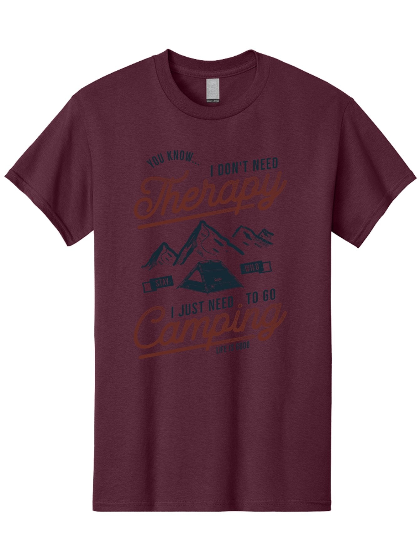 Camping-Therapy Men'S Graphic Tee, 100% Cotton, Comfortable Casual Summer Wear, Machine Washable, Camping Therapy, Outdoor Adventure, Wilderness Escape, Stay Wild, Life Is Good, Nature Therapy, Camping Quotes, Adventure Seeking, Aab931 6