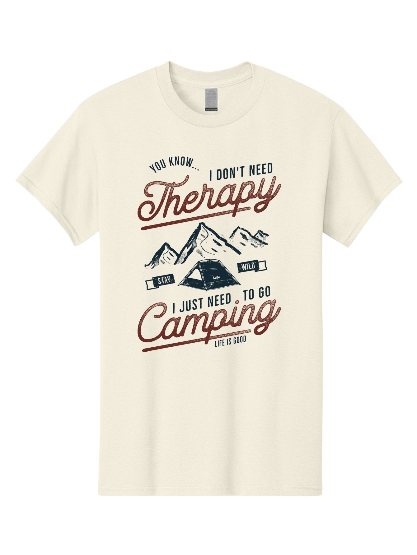 Camping-Therapy Men'S Graphic Tee, 100% Cotton, Comfortable Casual Summer Wear, Machine Washable, Camping Therapy, Outdoor Adventure, Wilderness Escape, Stay Wild, Life Is Good, Nature Therapy, Camping Quotes, Adventure Seeking, Aab931 13
