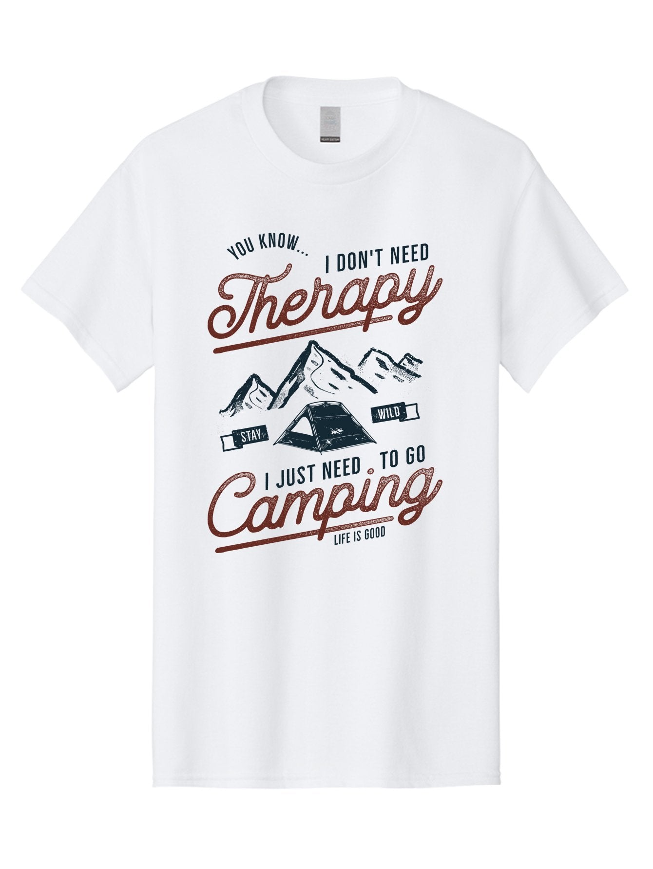 Camping-Therapy Men'S Graphic Tee, 100% Cotton, Comfortable Casual Summer Wear, Machine Washable, Camping Therapy, Outdoor Adventure, Wilderness Escape, Stay Wild, Life Is Good, Nature Therapy, Camping Quotes, Adventure Seeking, Aab931 7