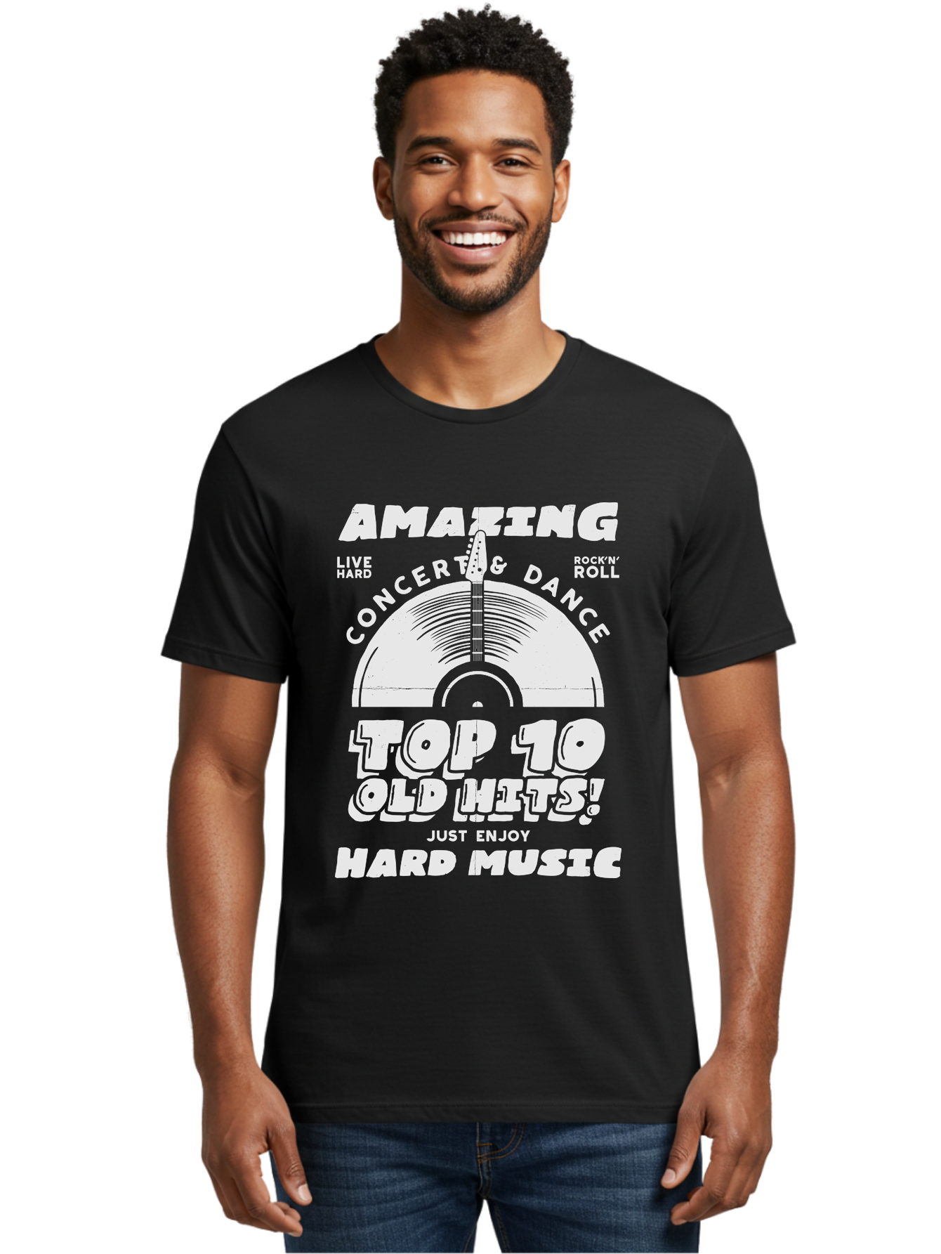 Concert-Dance Men'S Graphic Tee, 100% Cotton, Comfortable Casual Summer Wear, Machine Washable, Concert, Dance, Rock N Roll, Old Hits, Live Hard, Hard Music, Amazing Concert, Top 10 Countdown, Vinyl Record, Energetic Vibes Aab933 10