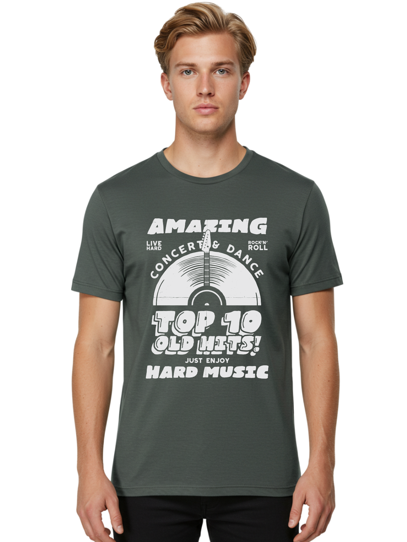 Concert-Dance Men'S Graphic Tee, 100% Cotton, Comfortable Casual Summer Wear, Machine Washable, Concert, Dance, Rock N Roll, Old Hits, Live Hard, Hard Music, Amazing Concert, Top 10 Countdown, Vinyl Record, Energetic Vibes Aab933 28