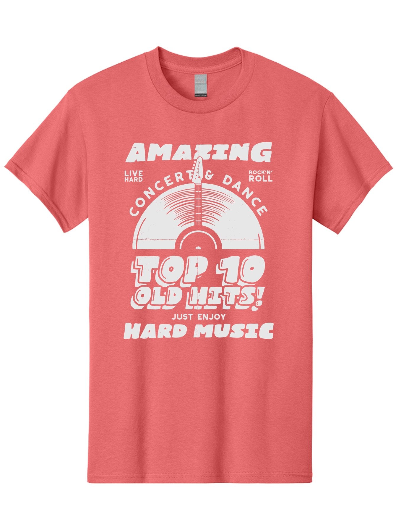 Concert-Dance Men'S Graphic Tee, 100% Cotton, Comfortable Casual Summer Wear, Machine Washable, Concert, Dance, Rock N Roll, Old Hits, Live Hard, Hard Music, Amazing Concert, Top 10 Countdown, Vinyl Record, Energetic Vibes Aab933