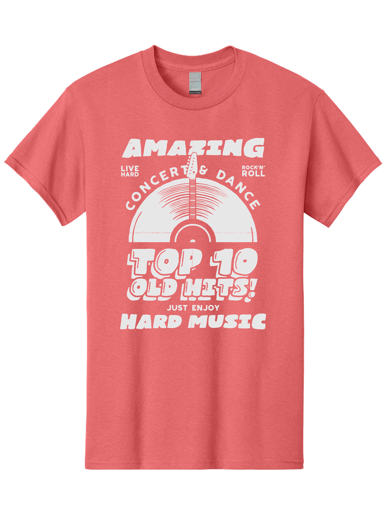 Concert-Dance Men'S Graphic Tee, 100% Cotton, Comfortable Casual Summer Wear, Machine Washable, Concert, Dance, Rock N Roll, Old Hits, Live Hard, Hard Music, Amazing Concert, Top 10 Countdown, Vinyl Record, Energetic Vibes Aab933 19