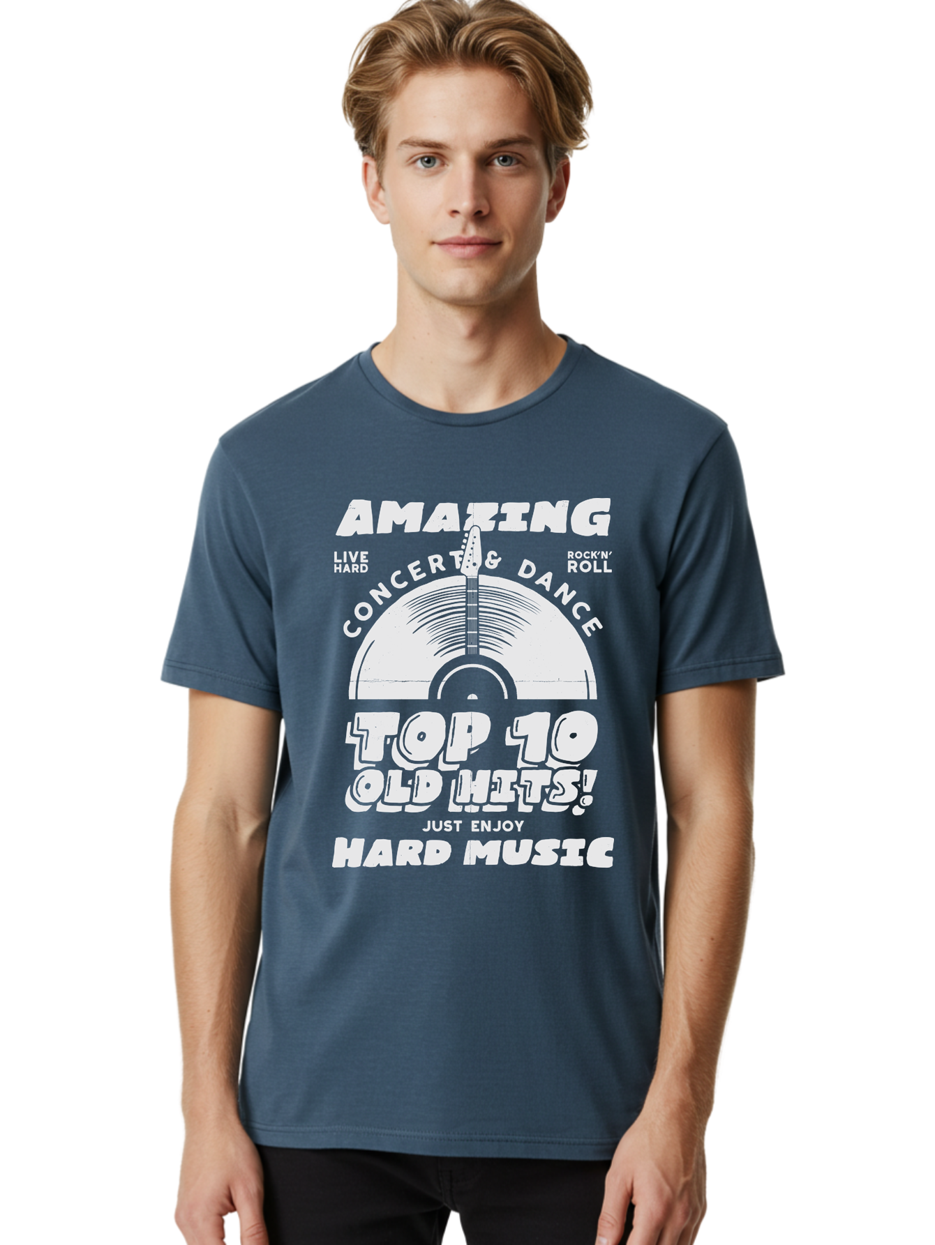 Concert-Dance Men'S Graphic Tee, 100% Cotton, Comfortable Casual Summer Wear, Machine Washable, Concert, Dance, Rock N Roll, Old Hits, Live Hard, Hard Music, Amazing Concert, Top 10 Countdown, Vinyl Record, Energetic Vibes Aab933 6