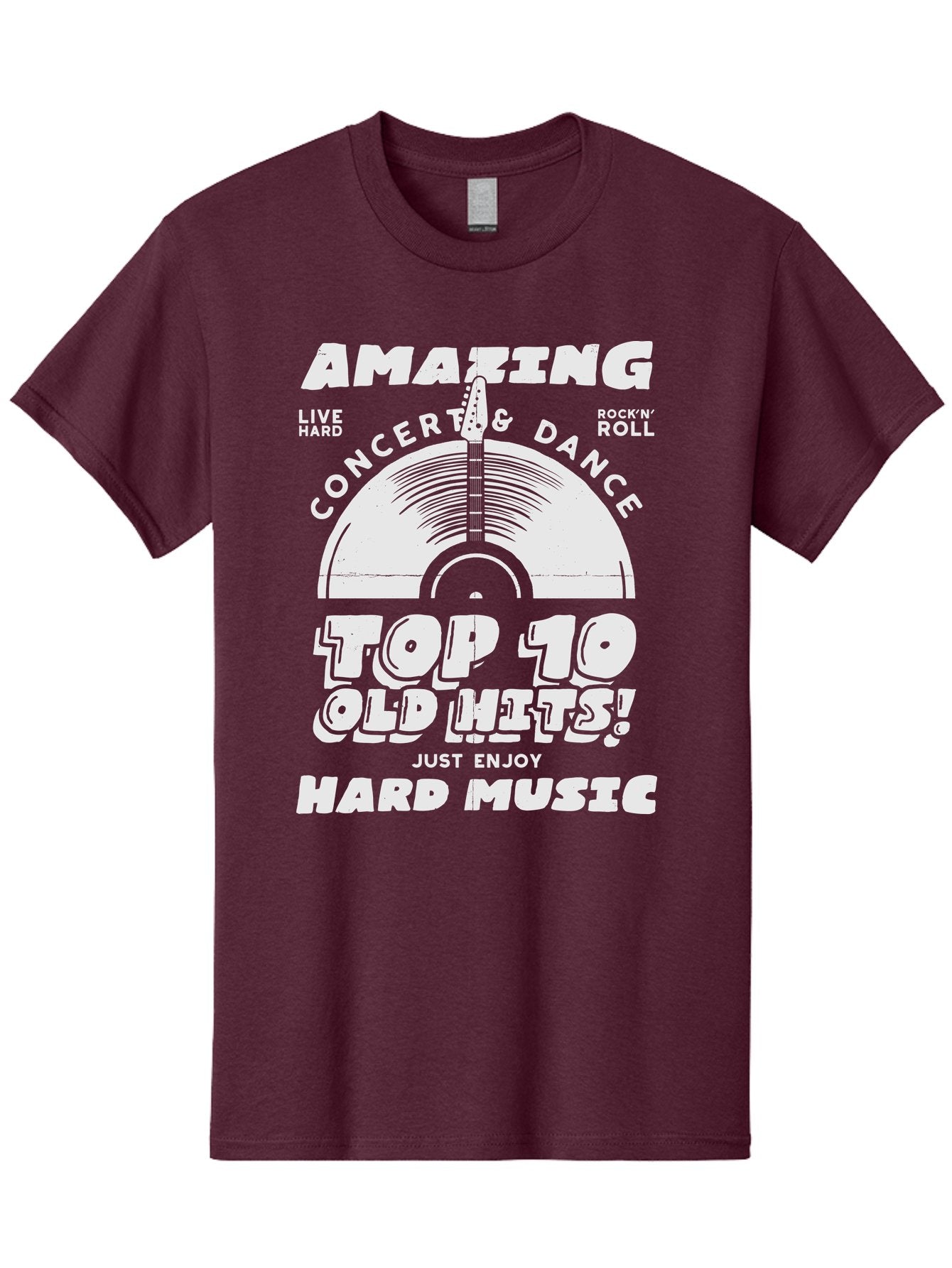 Concert-Dance Men'S Graphic Tee, 100% Cotton, Comfortable Casual Summer Wear, Machine Washable, Concert, Dance, Rock N Roll, Old Hits, Live Hard, Hard Music, Amazing Concert, Top 10 Countdown, Vinyl Record, Energetic Vibes Aab933