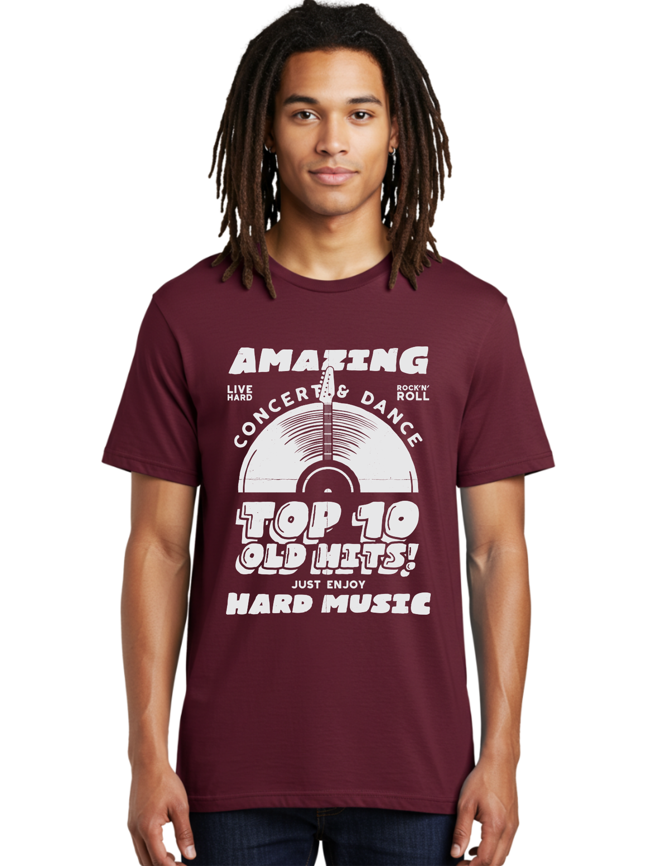 Concert-Dance Men'S Graphic Tee, 100% Cotton, Comfortable Casual Summer Wear, Machine Washable, Concert, Dance, Rock N Roll, Old Hits, Live Hard, Hard Music, Amazing Concert, Top 10 Countdown, Vinyl Record, Energetic Vibes Aab933 22