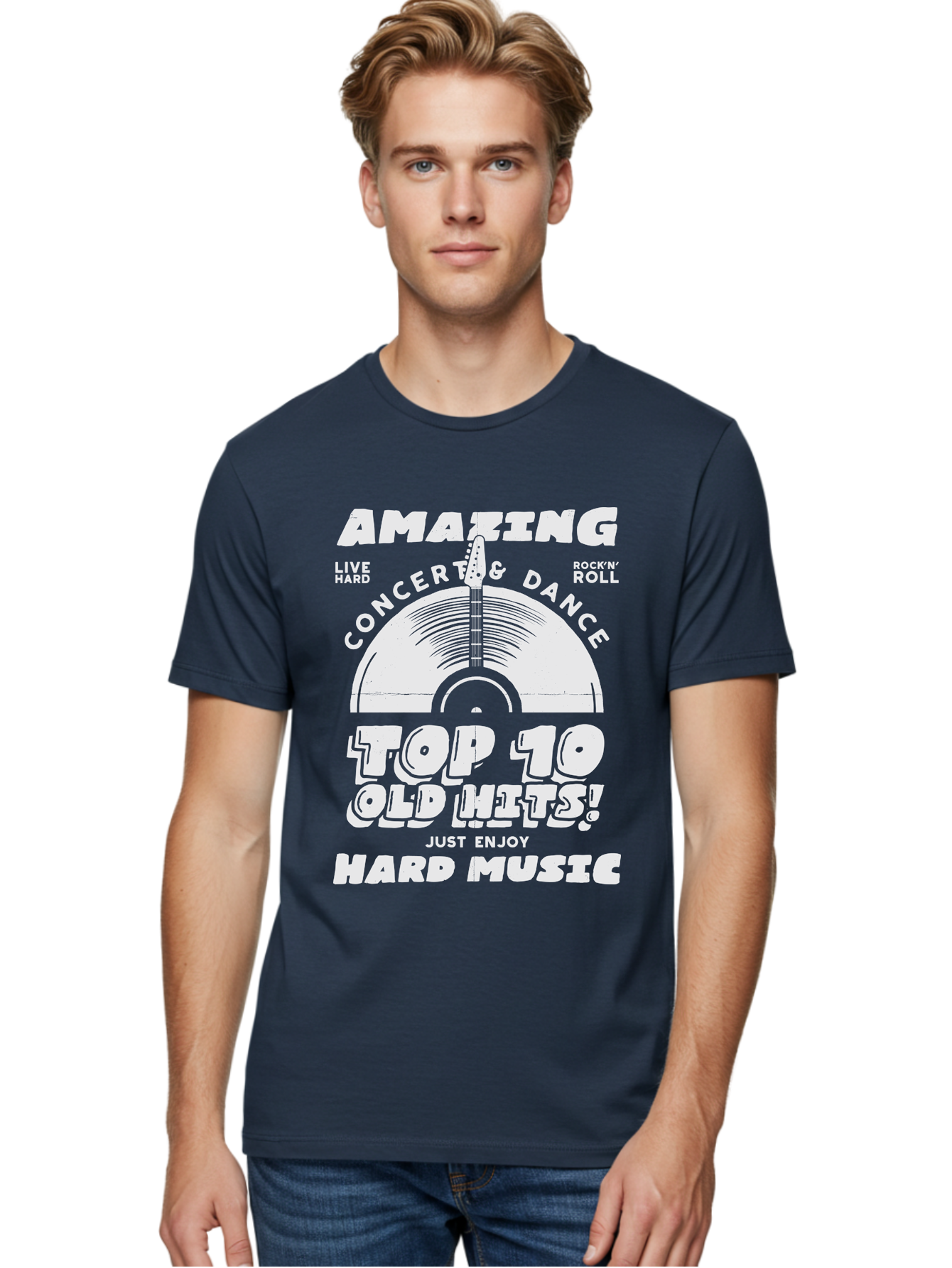 Concert-Dance Men'S Graphic Tee, 100% Cotton, Comfortable Casual Summer Wear, Machine Washable, Concert, Dance, Rock N Roll, Old Hits, Live Hard, Hard Music, Amazing Concert, Top 10 Countdown, Vinyl Record, Energetic Vibes Aab933 4