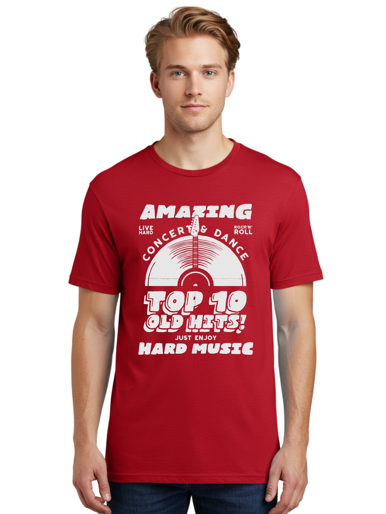 Concert-Dance Men'S Graphic Tee, 100% Cotton, Comfortable Casual Summer Wear, Machine Washable, Concert, Dance, Rock N Roll, Old Hits, Live Hard, Hard Music, Amazing Concert, Top 10 Countdown, Vinyl Record, Energetic Vibes Aab933 20