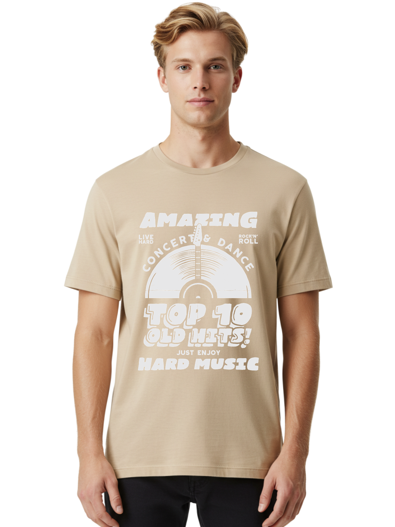 Concert-Dance Men'S Graphic Tee, 100% Cotton, Comfortable Casual Summer Wear, Machine Washable, Concert, Dance, Rock N Roll, Old Hits, Live Hard, Hard Music, Amazing Concert, Top 10 Countdown, Vinyl Record, Energetic Vibes Aab933 12