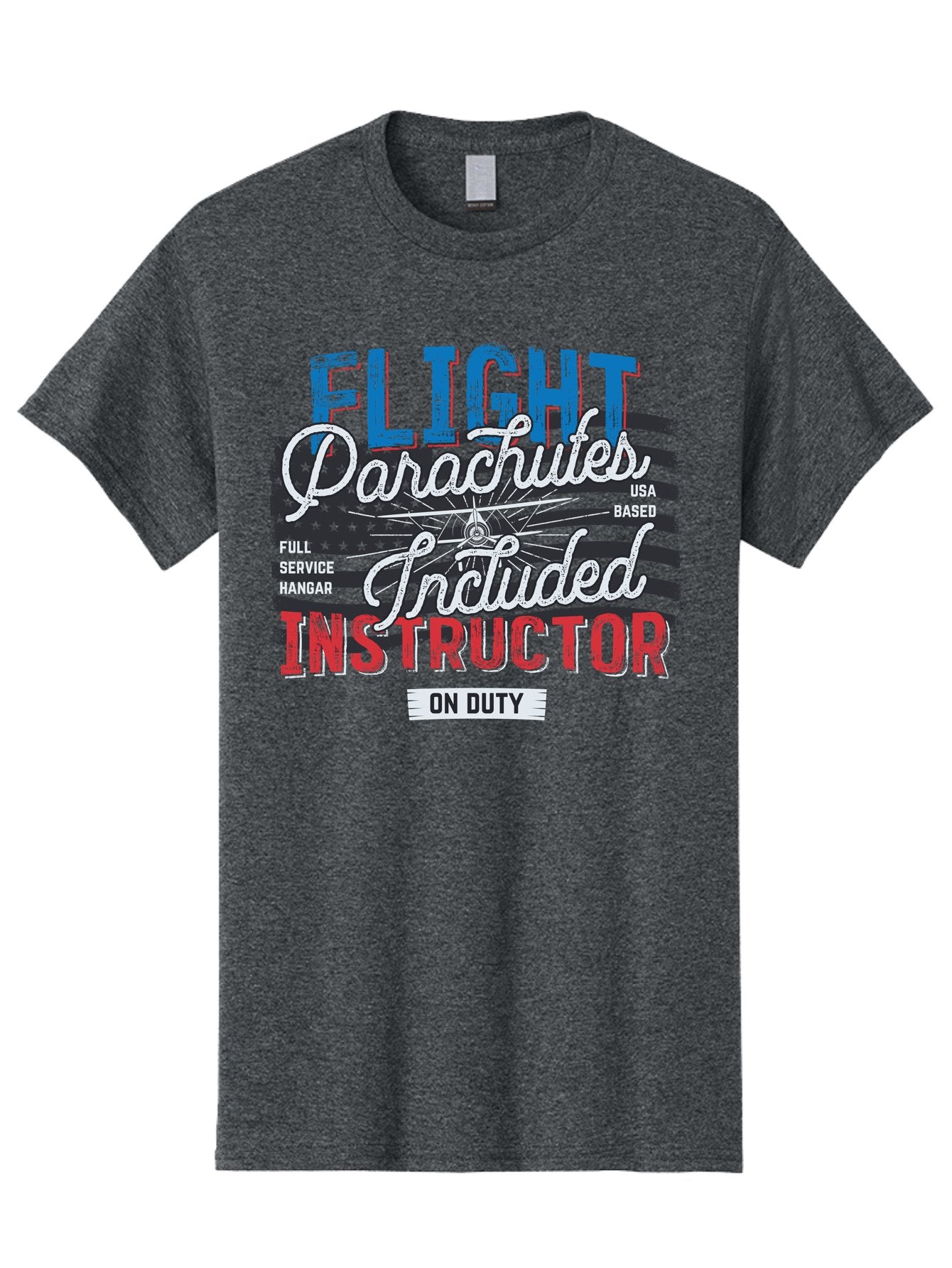 Flight-Parachutes-Included-Instructor Men'S Graphic Tee, 100% Cotton, Comfortable Casual Summer Wear, Machine Washable, Parachute Instructor, Usa Based, Full Service Hangar, On Duty, Flight Training, Parachute Lessons, Skydiving Instructor, Aab934 10