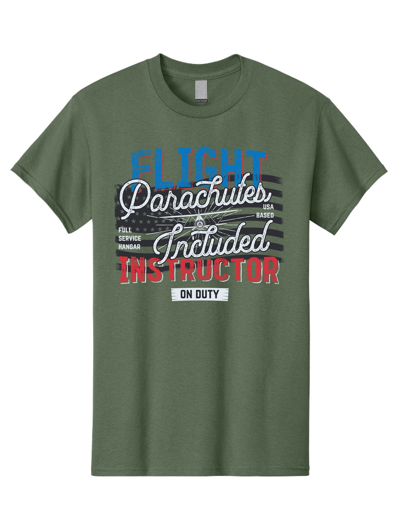 Flight-Parachutes-Included-Instructor Men'S Graphic Tee, 100% Cotton, Comfortable Casual Summer Wear, Machine Washable, Parachute Instructor, Usa Based, Full Service Hangar, On Duty, Flight Training, Parachute Lessons, Skydiving Instructor, Aab934 6