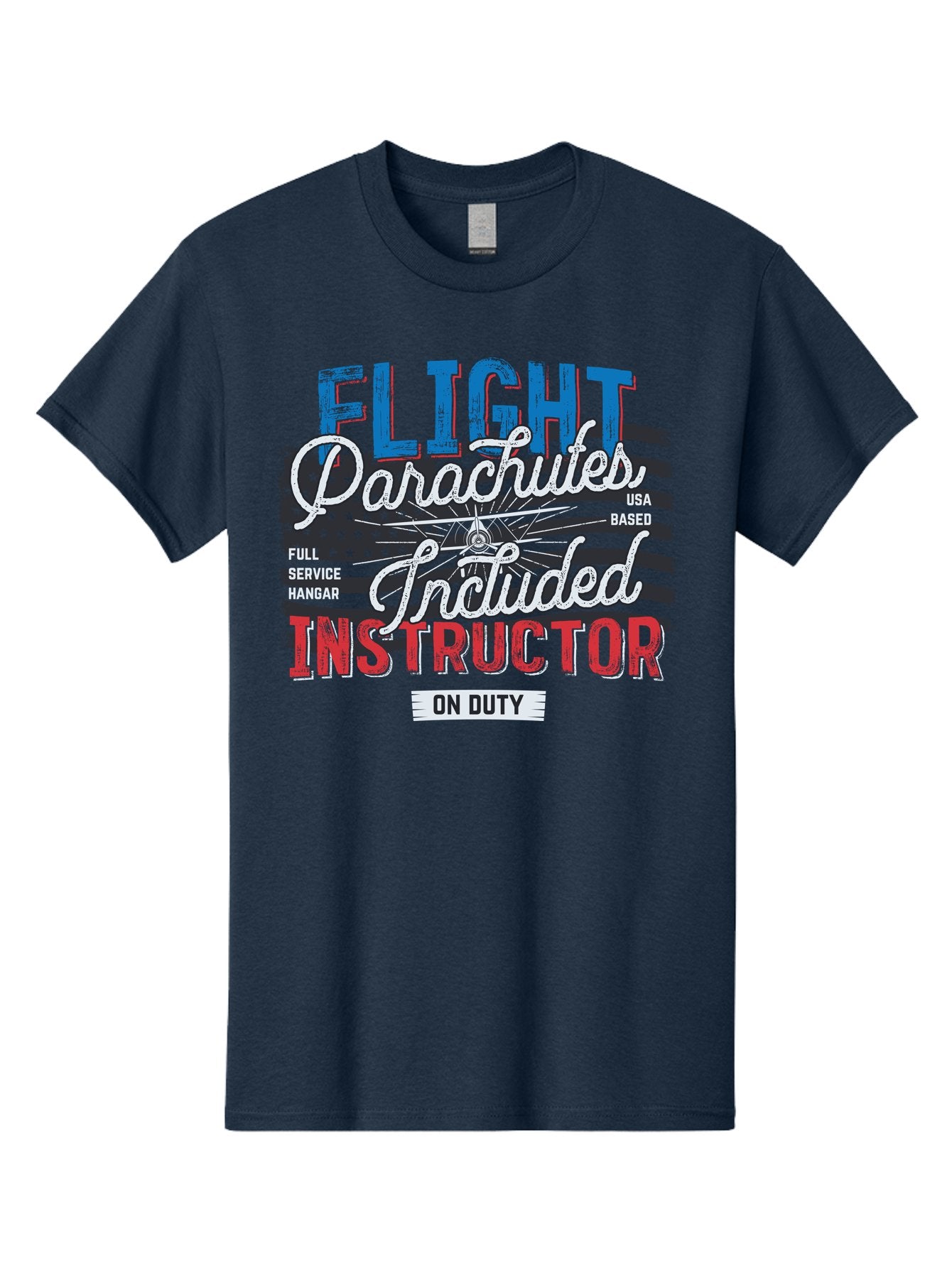 Flight-Parachutes-Included-Instructor Men'S Graphic Tee, 100% Cotton, Comfortable Casual Summer Wear, Machine Washable, Parachute Instructor, Usa Based, Full Service Hangar, On Duty, Flight Training, Parachute Lessons, Skydiving Instructor, Aab934 15