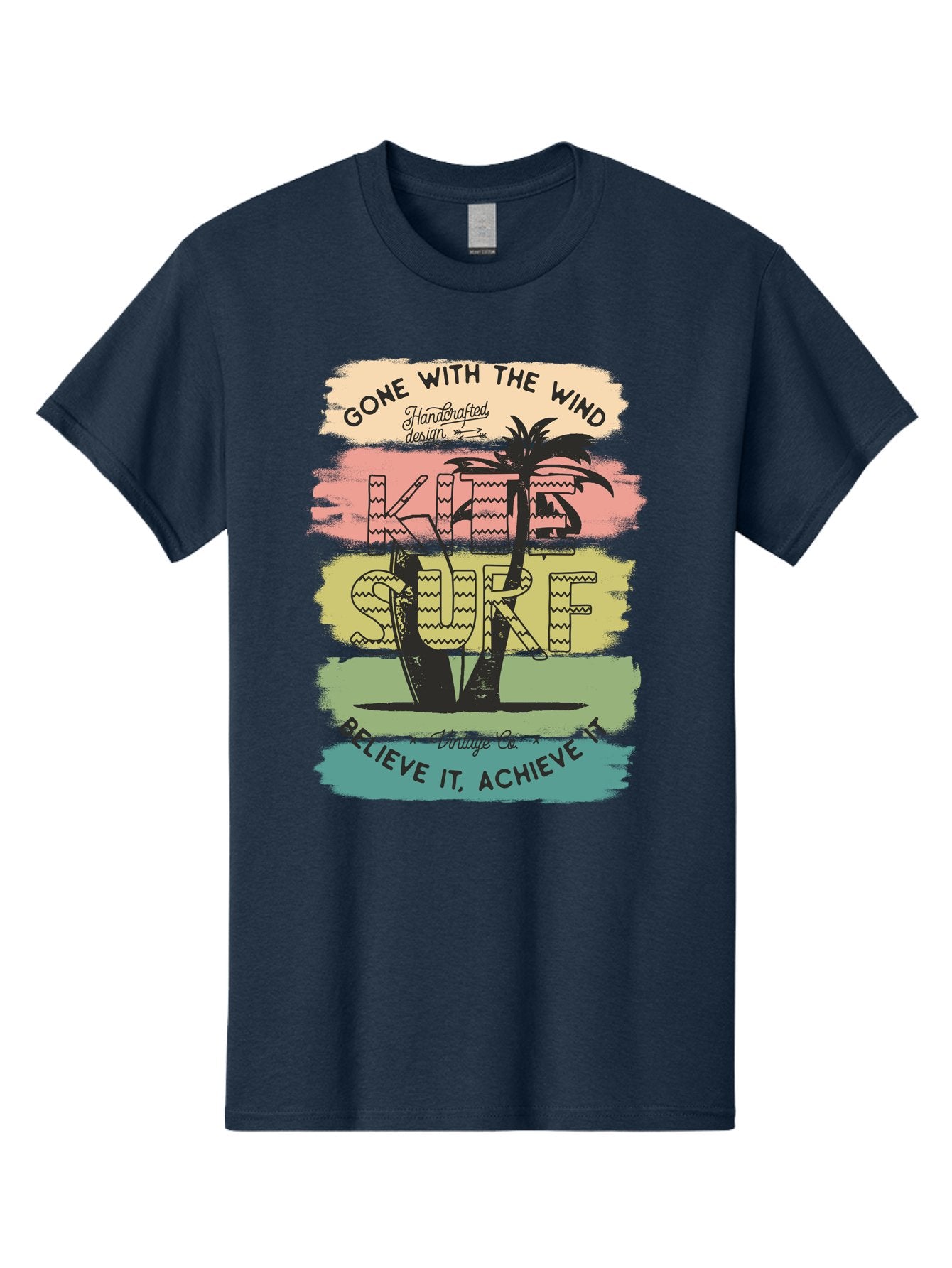 Gone-With-The-Wind-Kite-Surf Men'S Graphic Tee, 100% Cotton, Comfortable Casual Summer Wear, Machine Washable, Surfing Inspiration, Vintage Style, Motivational Quote, Surf Culture, Beach Vibes, Retro Design, Handcrafted Art, Aab935 10