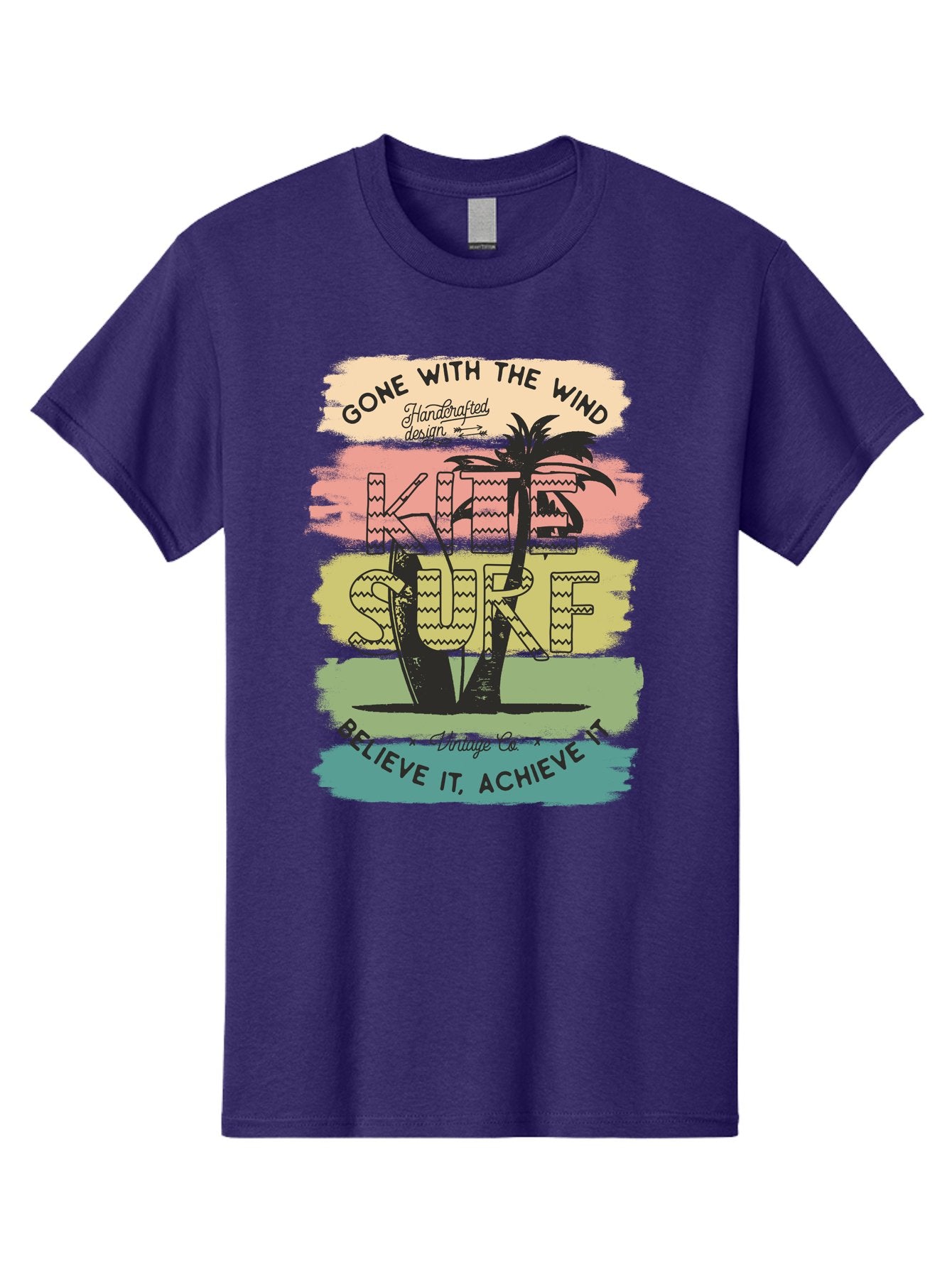 Gone-With-The-Wind-Kite-Surf Men'S Graphic Tee, 100% Cotton, Comfortable Casual Summer Wear, Machine Washable, Surfing Inspiration, Vintage Style, Motivational Quote, Surf Culture, Beach Vibes, Retro Design, Handcrafted Art, Aab935 5