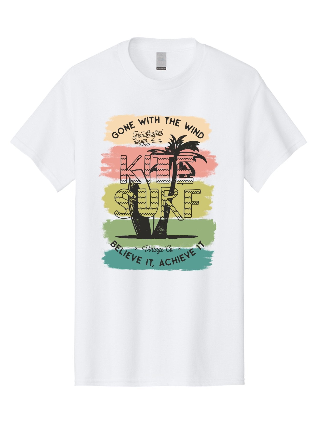 Gone-With-The-Wind-Kite-Surf Men'S Graphic Tee, 100% Cotton, Comfortable Casual Summer Wear, Machine Washable, Surfing Inspiration, Vintage Style, Motivational Quote, Surf Culture, Beach Vibes, Retro Design, Handcrafted Art, Aab935 11