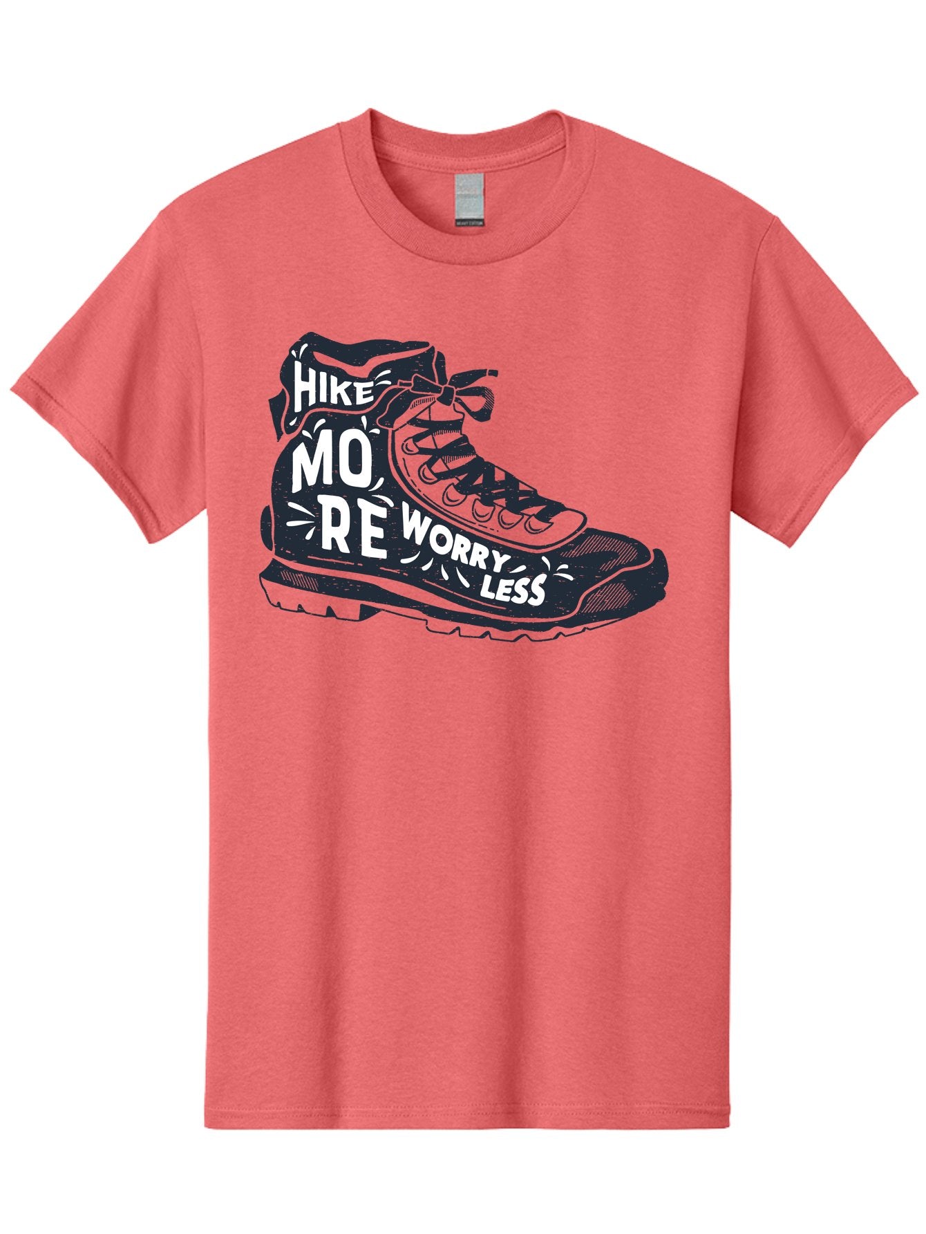 Hike-More-Worry-Less Men'S Graphic Tee, 100% Cotton, Comfortable Casual Summer Wear, Machine Washable, Hiking Boot, Motivational Quote, Outdoor Adventure, Hiking Inspiration, Wellness, Active Lifestyle, Nature Escape, Adventure Seeking, Aab936 9