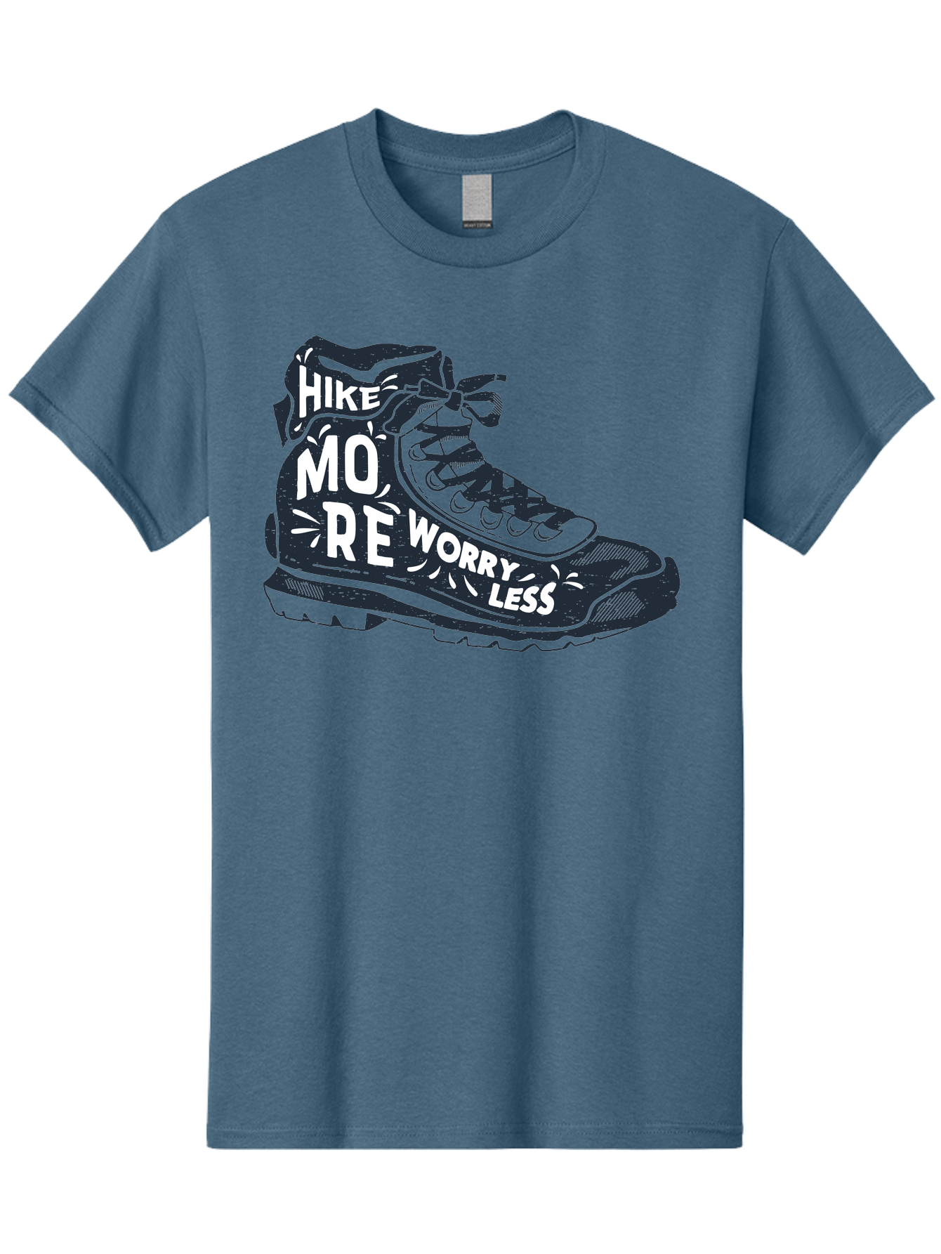 Hike-More-Worry-Less Men'S Graphic Tee, 100% Cotton, Comfortable Casual Summer Wear, Machine Washable, Hiking Boot, Motivational Quote, Outdoor Adventure, Hiking Inspiration, Wellness, Active Lifestyle, Nature Escape, Adventure Seeking, Aab936 15