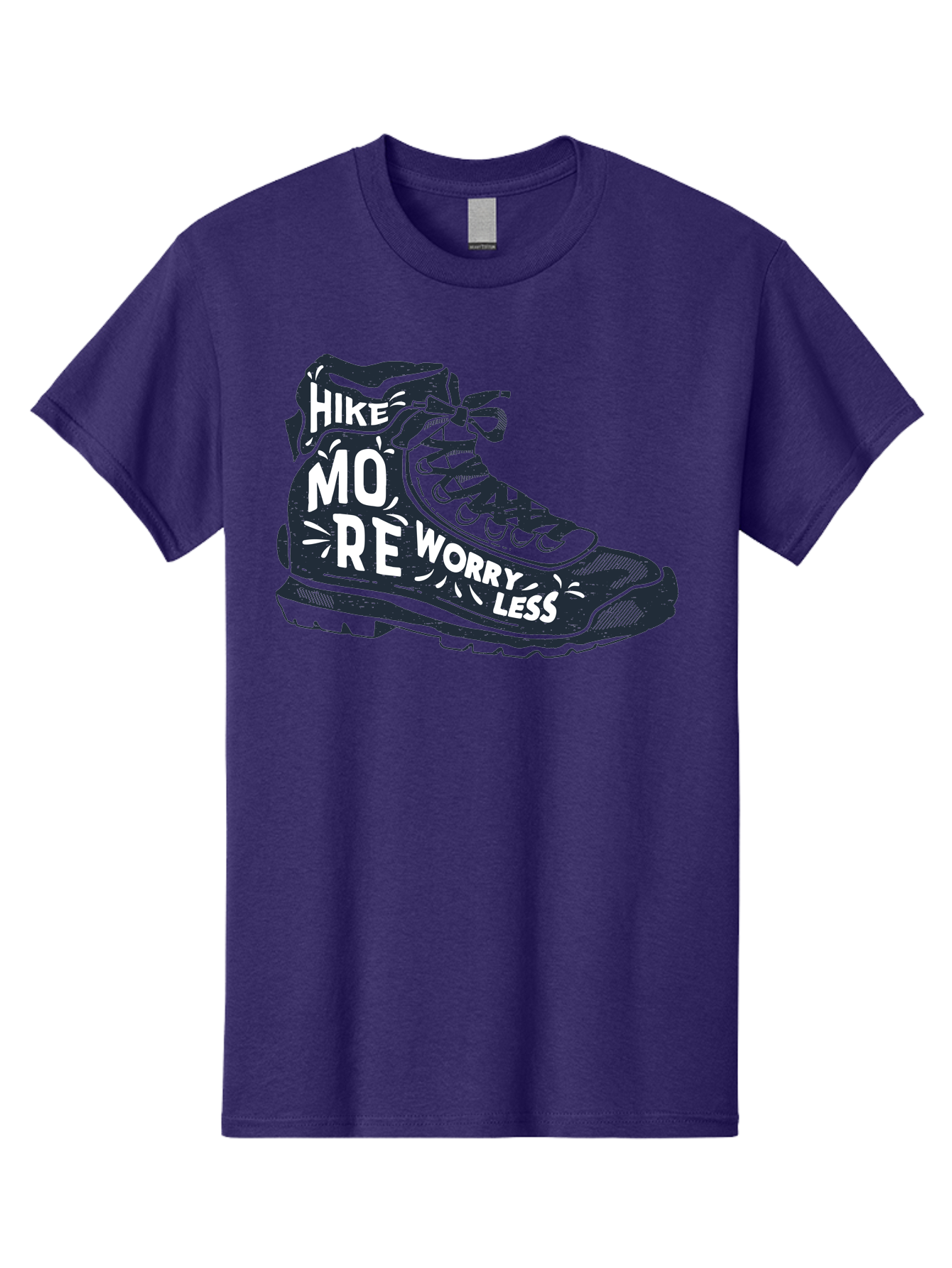 Hike-More-Worry-Less Men'S Graphic Tee, 100% Cotton, Comfortable Casual Summer Wear, Machine Washable, Hiking Boot, Motivational Quote, Outdoor Adventure, Hiking Inspiration, Wellness, Active Lifestyle, Nature Escape, Adventure Seeking, Aab936 5