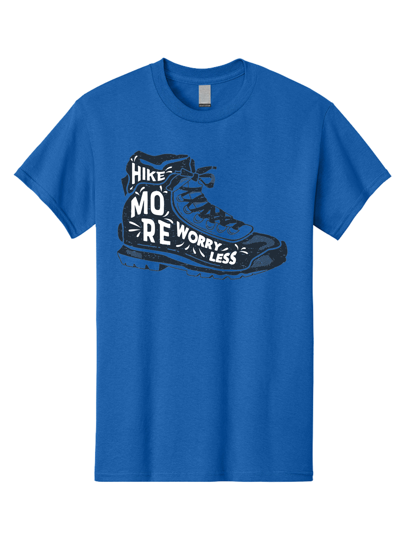 Hike-More-Worry-Less Men'S Graphic Tee, 100% Cotton, Comfortable Casual Summer Wear, Machine Washable, Hiking Boot, Motivational Quote, Outdoor Adventure, Hiking Inspiration, Wellness, Active Lifestyle, Nature Escape, Adventure Seeking, Aab936 7