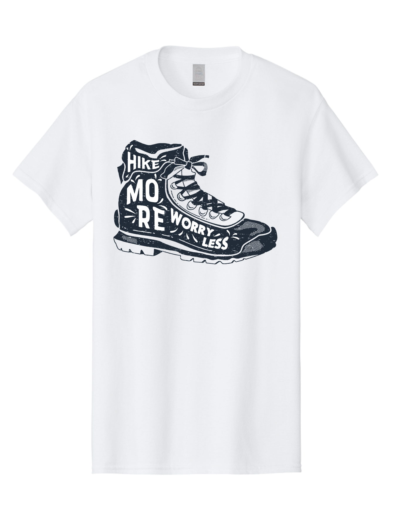 Hike-More-Worry-Less Men'S Graphic Tee, 100% Cotton, Comfortable Casual Summer Wear, Machine Washable, Hiking Boot, Motivational Quote, Outdoor Adventure, Hiking Inspiration, Wellness, Active Lifestyle, Nature Escape, Adventure Seeking, Aab936 3