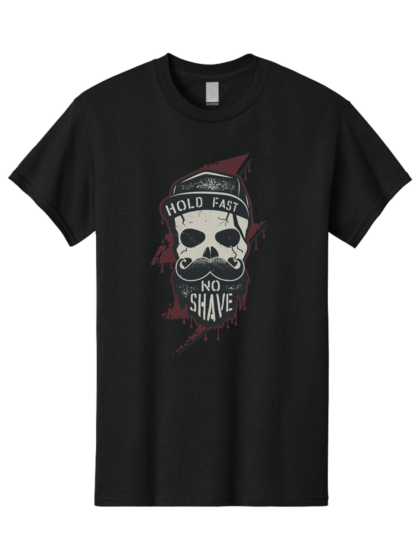 Hold-Fast-No-Shave-1 Men'S Graphic Tee, 100% Cotton, Comfortable Casual Summer Wear, Machine Washable, Skull With Beard And Mustache, Biker Skull, Grunge Style, Punk Rock Aesthetic, Edgy Design, Bold Graphics, Hold Fast, No Shave Aab937 5