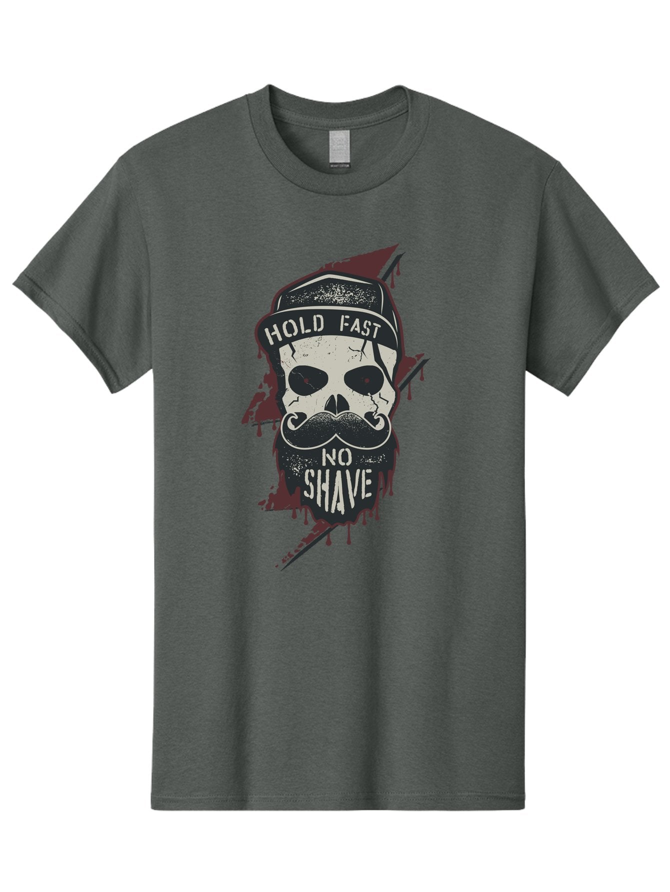 Hold-Fast-No-Shave-1 Men'S Graphic Tee, 100% Cotton, Comfortable Casual Summer Wear, Machine Washable, Skull With Beard And Mustache, Biker Skull, Grunge Style, Punk Rock Aesthetic, Edgy Design, Bold Graphics, Hold Fast, No Shave Aab937 6