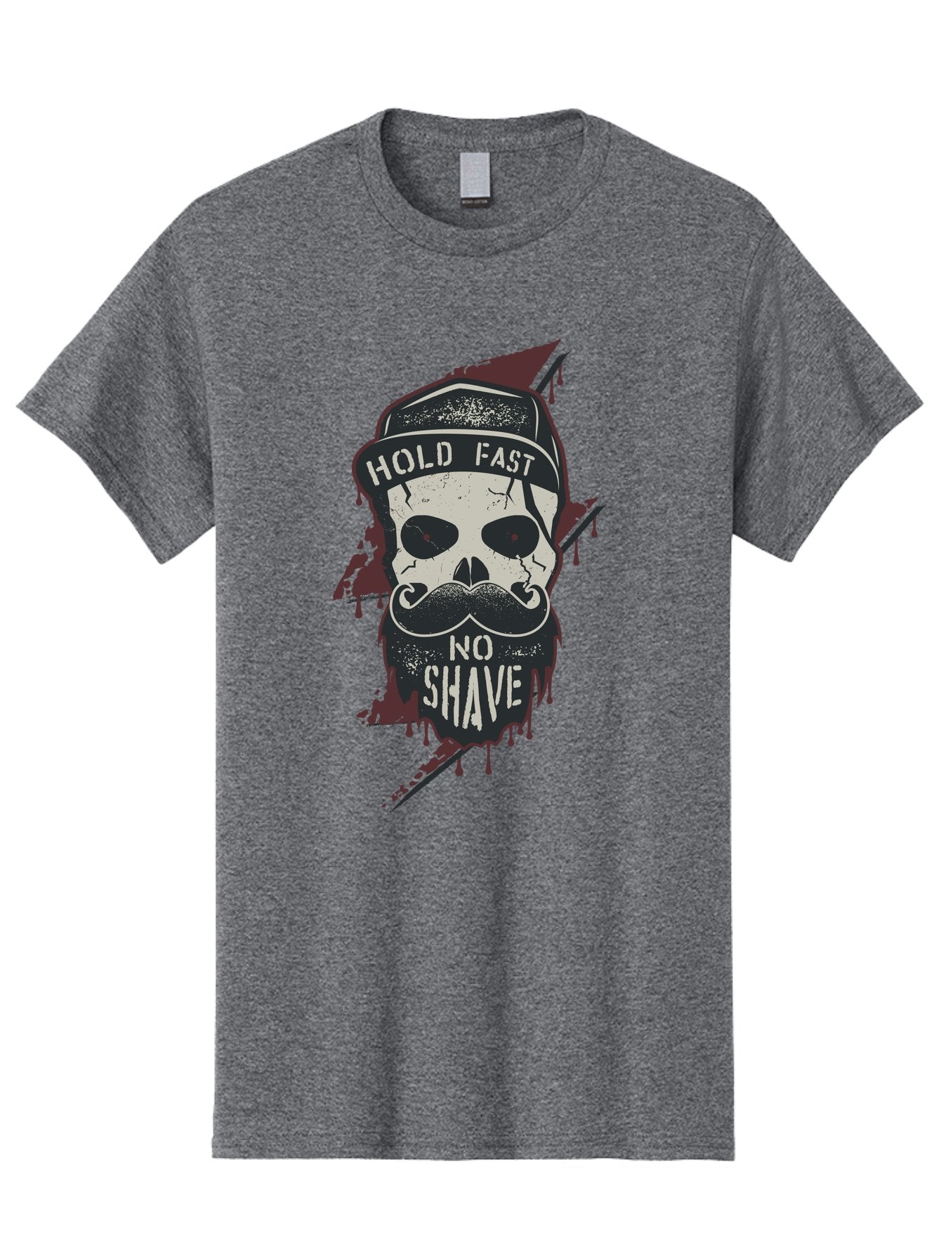 Hold-Fast-No-Shave-1 Men'S Graphic Tee, 100% Cotton, Comfortable Casual Summer Wear, Machine Washable, Skull With Beard And Mustache, Biker Skull, Grunge Style, Punk Rock Aesthetic, Edgy Design, Bold Graphics, Hold Fast, No Shave Aab937 12