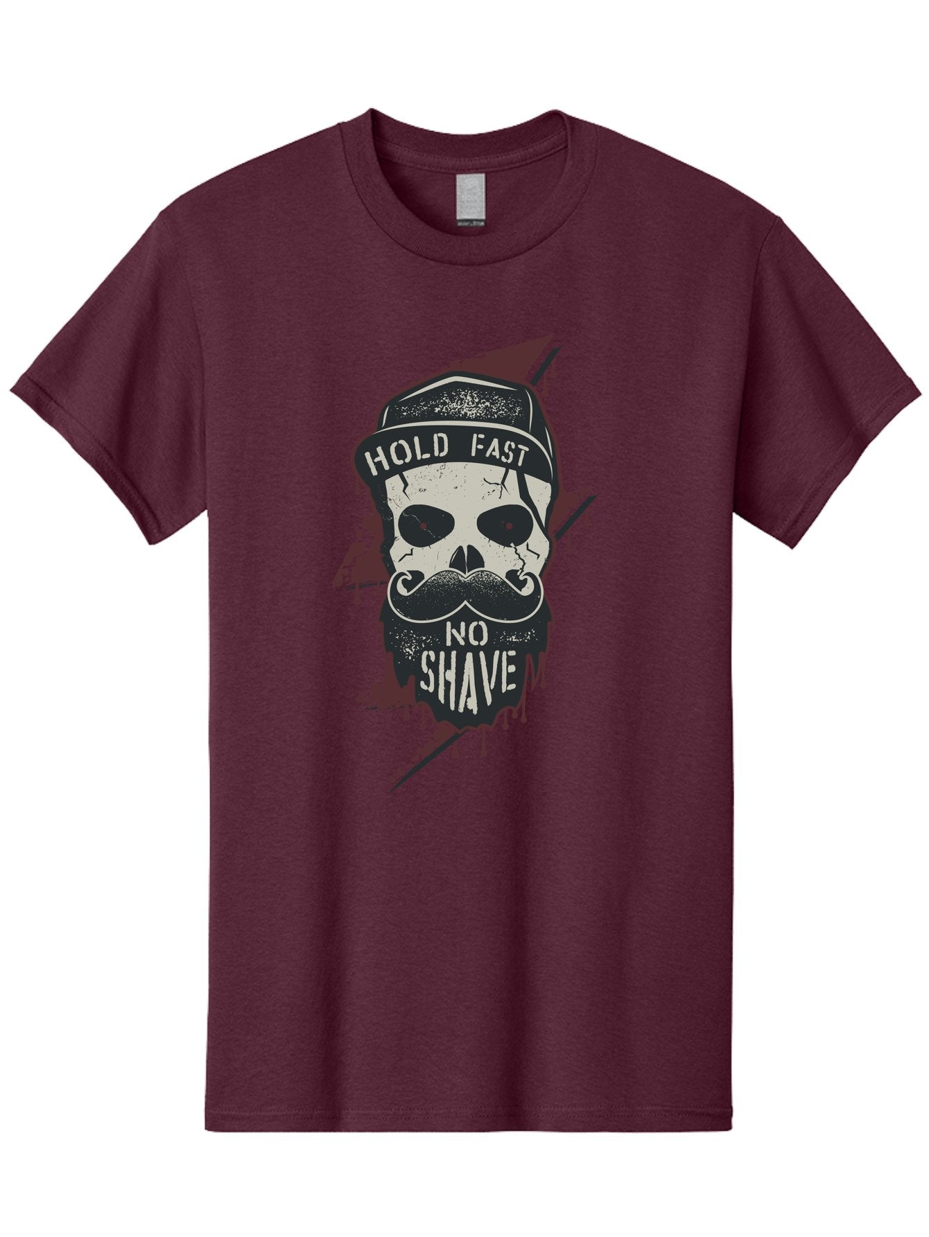 Hold-Fast-No-Shave-1 Men'S Graphic Tee, 100% Cotton, Comfortable Casual Summer Wear, Machine Washable, Skull With Beard And Mustache, Biker Skull, Grunge Style, Punk Rock Aesthetic, Edgy Design, Bold Graphics, Hold Fast, No Shave Aab937 9