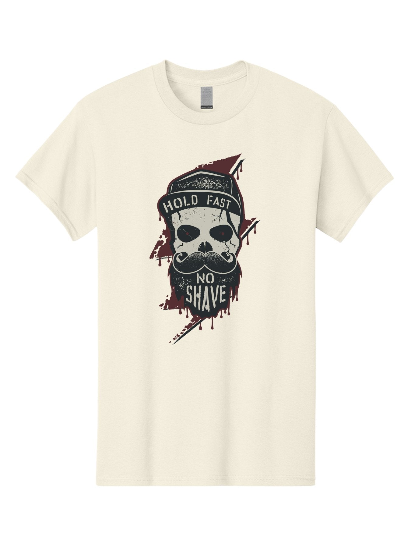 Hold-Fast-No-Shave-1 Men'S Graphic Tee, 100% Cotton, Comfortable Casual Summer Wear, Machine Washable, Skull With Beard And Mustache, Biker Skull, Grunge Style, Punk Rock Aesthetic, Edgy Design, Bold Graphics, Hold Fast, No Shave Aab937 4