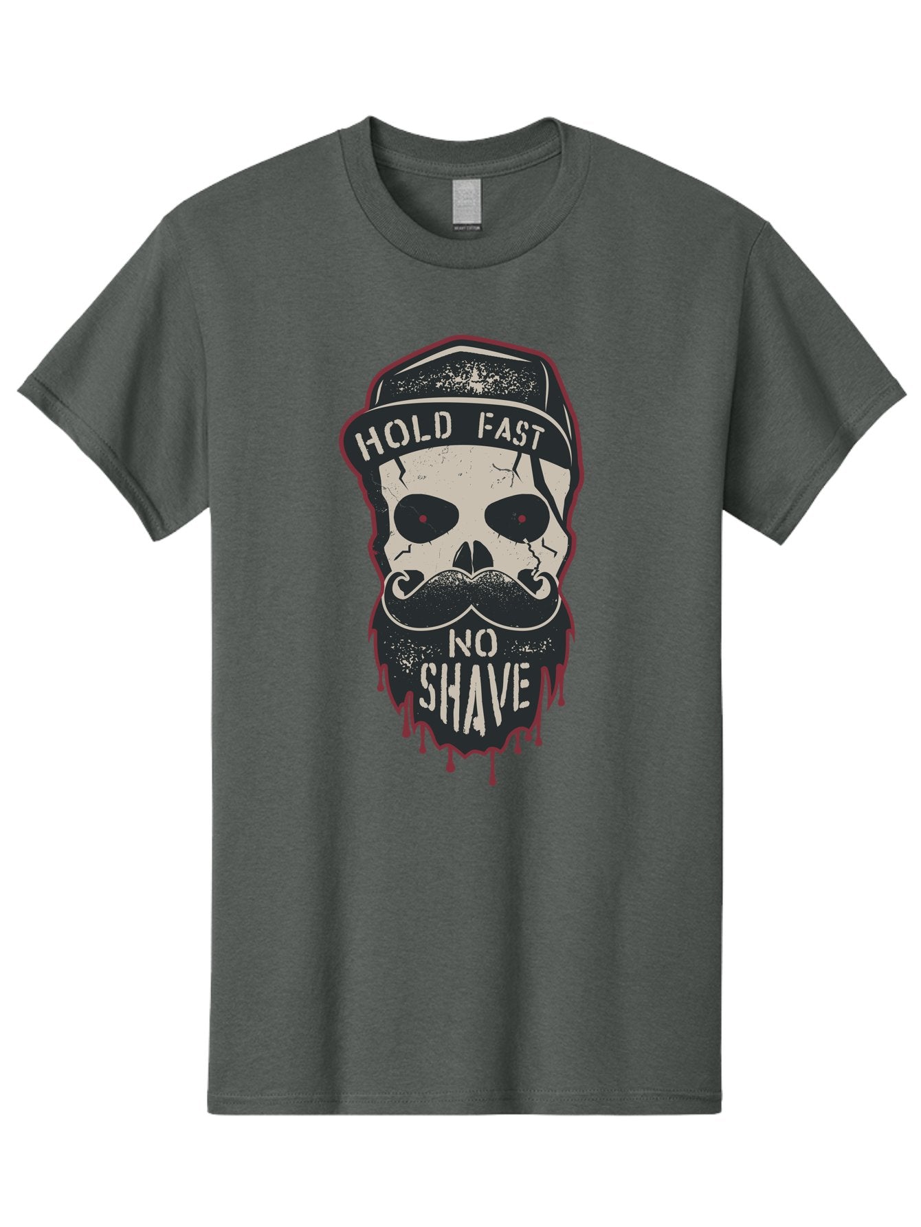 Hold-Fast-No-Shave-2 Men'S Graphic Tee, 100% Cotton, Comfortable Casual Summer Wear, Machine Washable, Skull With Beard And Mustache, Bold Typography, Edgy Design, Skull Art, Barber Culture, Grooming Inspiration, Tattoo Art, Grunge Style, Aab938 6