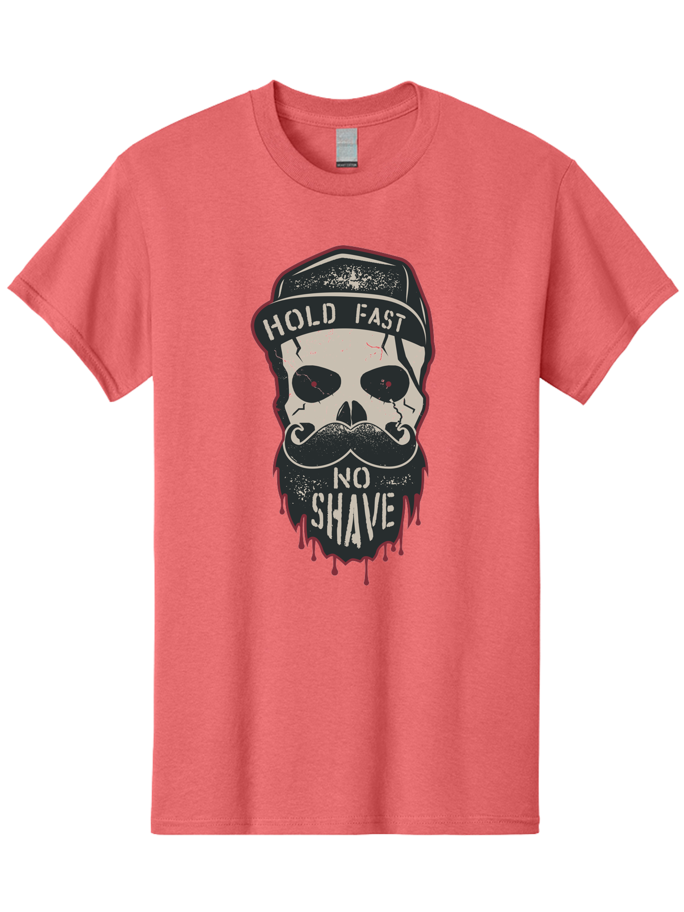 Hold-Fast-No-Shave-2 Men'S Graphic Tee, 100% Cotton, Comfortable Casual Summer Wear, Machine Washable, Skull With Beard And Mustache, Bold Typography, Edgy Design, Skull Art, Barber Culture, Grooming Inspiration, Tattoo Art, Grunge Style, Aab938 11