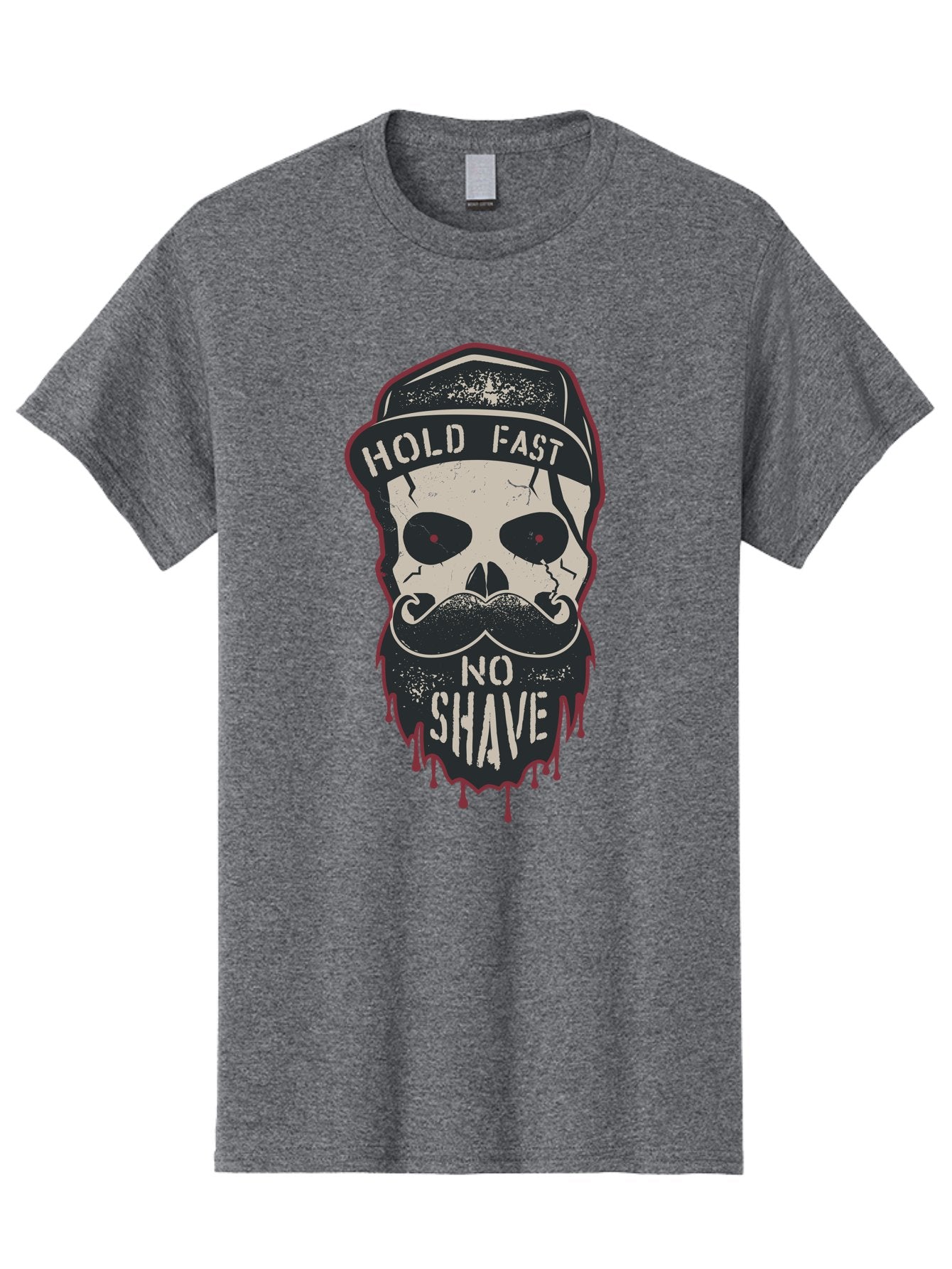 Hold-Fast-No-Shave-2 Men'S Graphic Tee, 100% Cotton, Comfortable Casual Summer Wear, Machine Washable, Skull With Beard And Mustache, Bold Typography, Edgy Design, Skull Art, Barber Culture, Grooming Inspiration, Tattoo Art, Grunge Style, Aab938 12