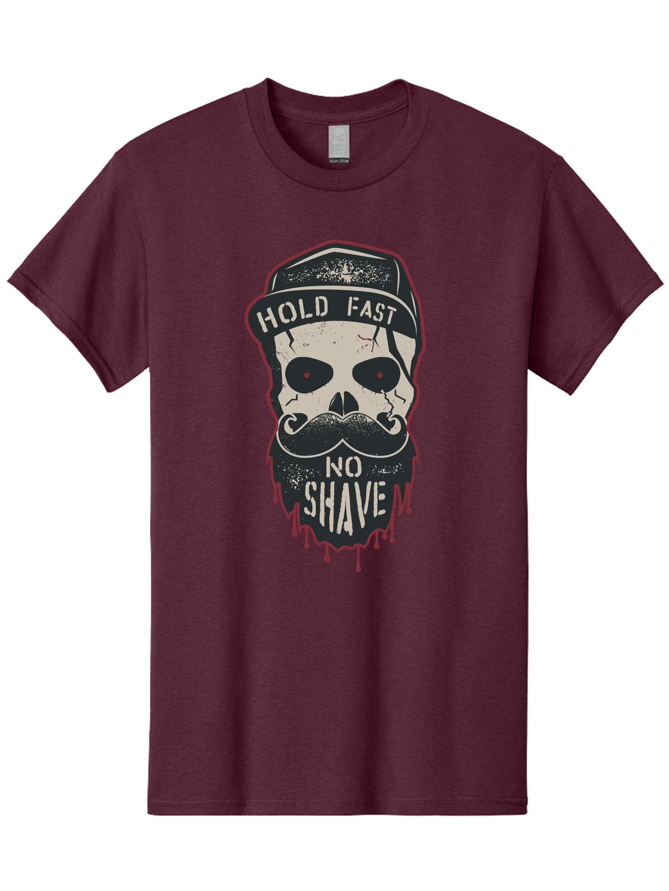 Hold-Fast-No-Shave-2 Men'S Graphic Tee, 100% Cotton, Comfortable Casual Summer Wear, Machine Washable, Skull With Beard And Mustache, Bold Typography, Edgy Design, Skull Art, Barber Culture, Grooming Inspiration, Tattoo Art, Grunge Style, Aab938 10
