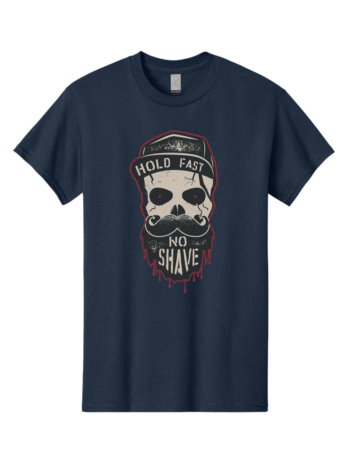Hold-Fast-No-Shave-2 Men'S Graphic Tee, 100% Cotton, Comfortable Casual Summer Wear, Machine Washable, Skull With Beard And Mustache, Bold Typography, Edgy Design, Skull Art, Barber Culture, Grooming Inspiration, Tattoo Art, Grunge Style, Aab938 7