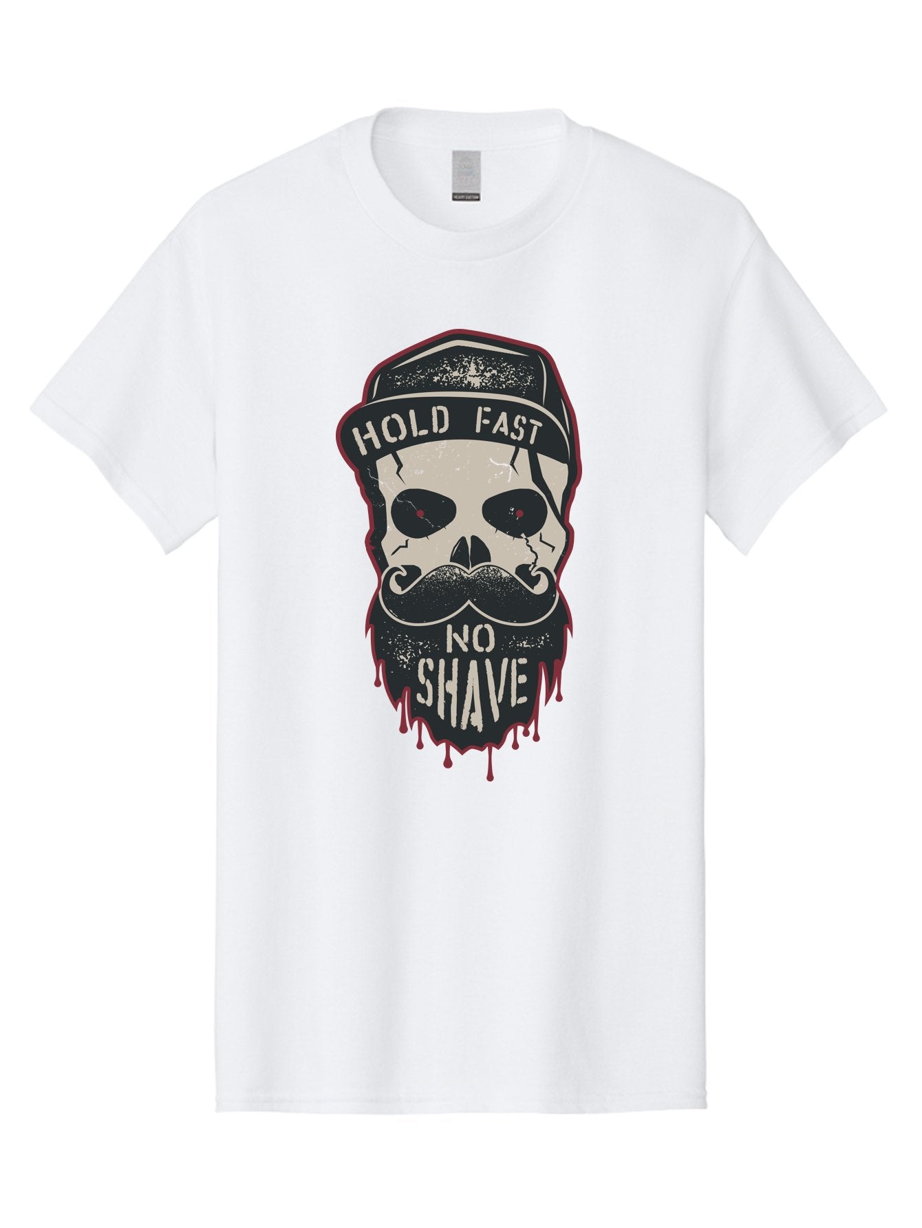 Hold-Fast-No-Shave-2 Men'S Graphic Tee, 100% Cotton, Comfortable Casual Summer Wear, Machine Washable, Skull With Beard And Mustache, Bold Typography, Edgy Design, Skull Art, Barber Culture, Grooming Inspiration, Tattoo Art, Grunge Style, Aab938 13
