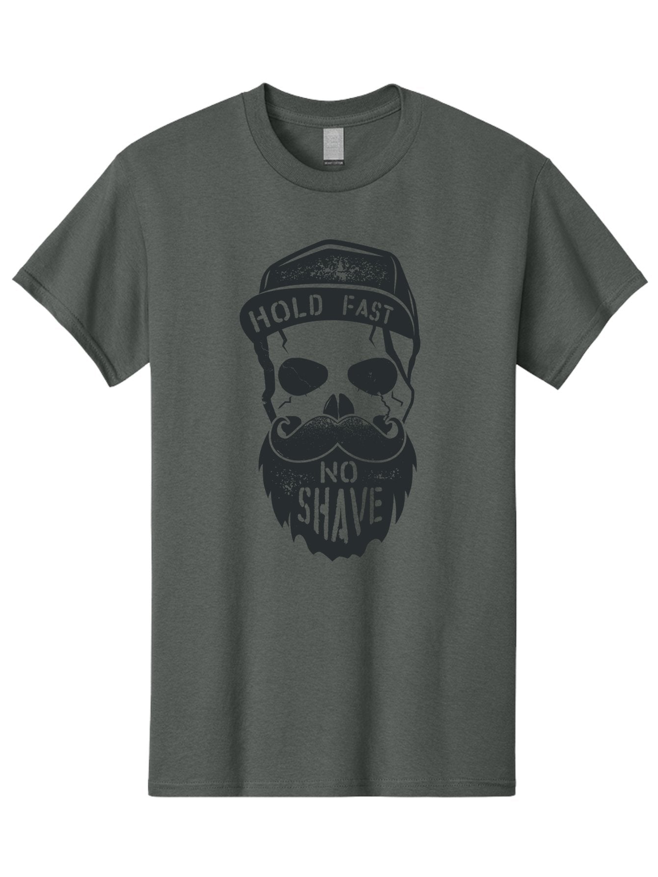 Hold-Fast-No-Shave Men'S Graphic Tee, 100% Cotton, Comfortable Casual Summer Wear, Machine Washable, Skull With Beard And Mustache, No Shave Movement, Hold Fast, Grunge Style, Tattoo Art, Skull Illustration, Beard And Mustache Illustration, Aab939 5