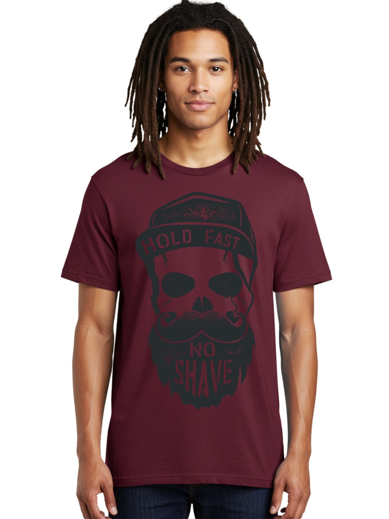 Hold-Fast-No-Shave Men'S Graphic Tee, 100% Cotton, Comfortable Casual Summer Wear, Machine Washable, Skull With Beard And Mustache, No Shave Movement, Hold Fast, Grunge Style, Tattoo Art, Skull Illustration, Beard And Mustache Illustration, Aab939 22