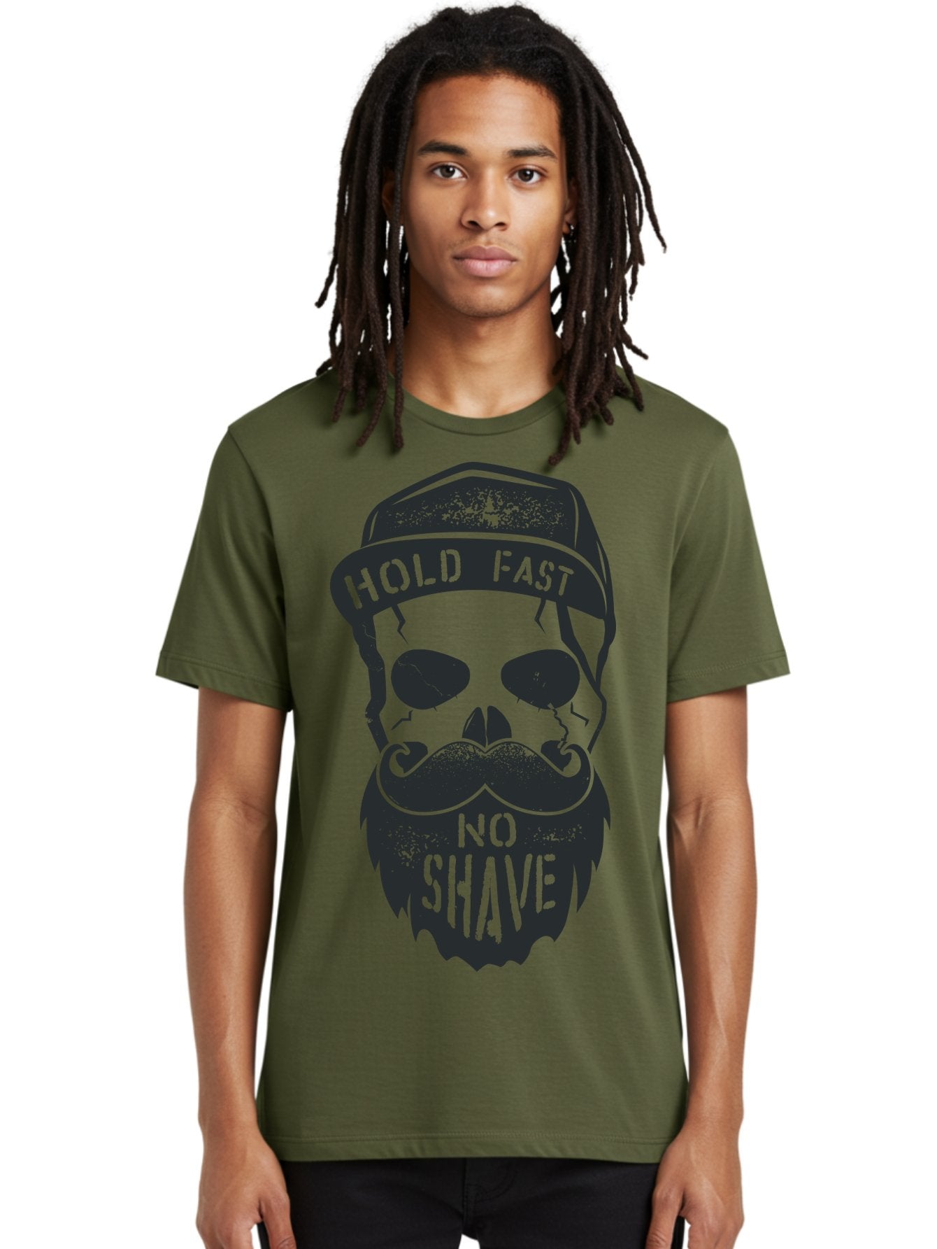 Hold-Fast-No-Shave Men'S Graphic Tee, 100% Cotton, Comfortable Casual Summer Wear, Machine Washable, Skull With Beard And Mustache, No Shave Movement, Hold Fast, Grunge Style, Tattoo Art, Skull Illustration, Beard And Mustache Illustration, Aab939 30