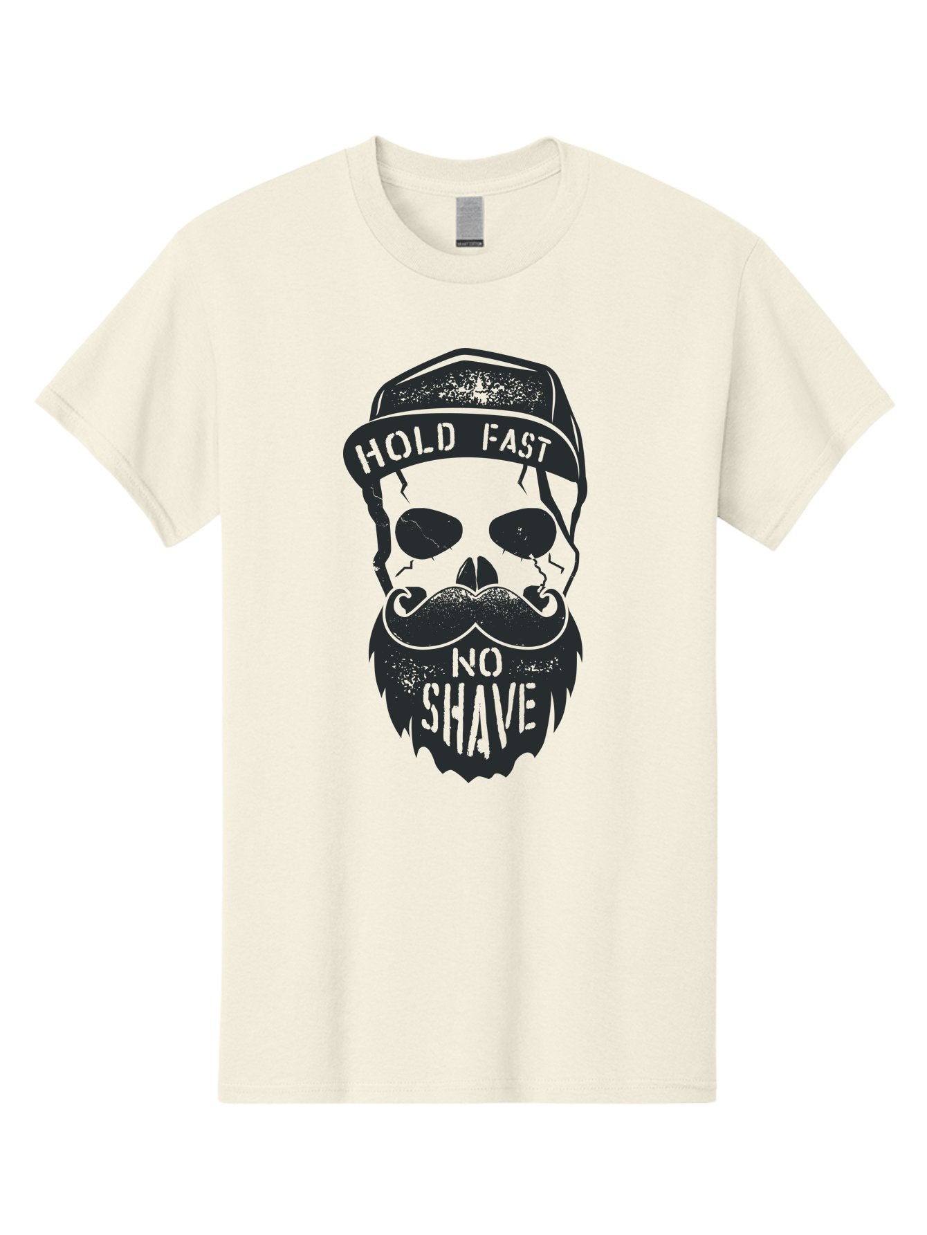 Hold-Fast-No-Shave Men'S Graphic Tee, 100% Cotton, Comfortable Casual Summer Wear, Machine Washable, Skull With Beard And Mustache, No Shave Movement, Hold Fast, Grunge Style, Tattoo Art, Skull Illustration, Beard And Mustache Illustration, Aab939
