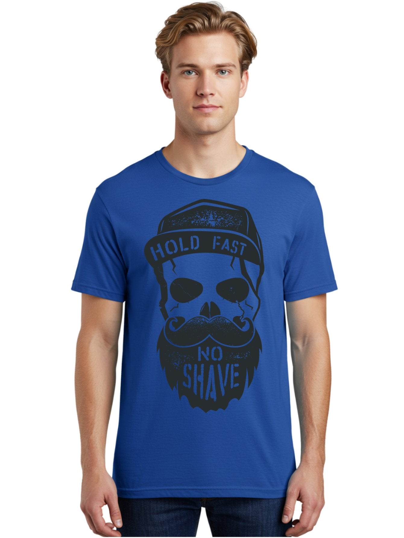 Hold-Fast-No-Shave Men'S Graphic Tee, 100% Cotton, Comfortable Casual Summer Wear, Machine Washable, Skull With Beard And Mustache, No Shave Movement, Hold Fast, Grunge Style, Tattoo Art, Skull Illustration, Beard And Mustache Illustration, Aab939 18