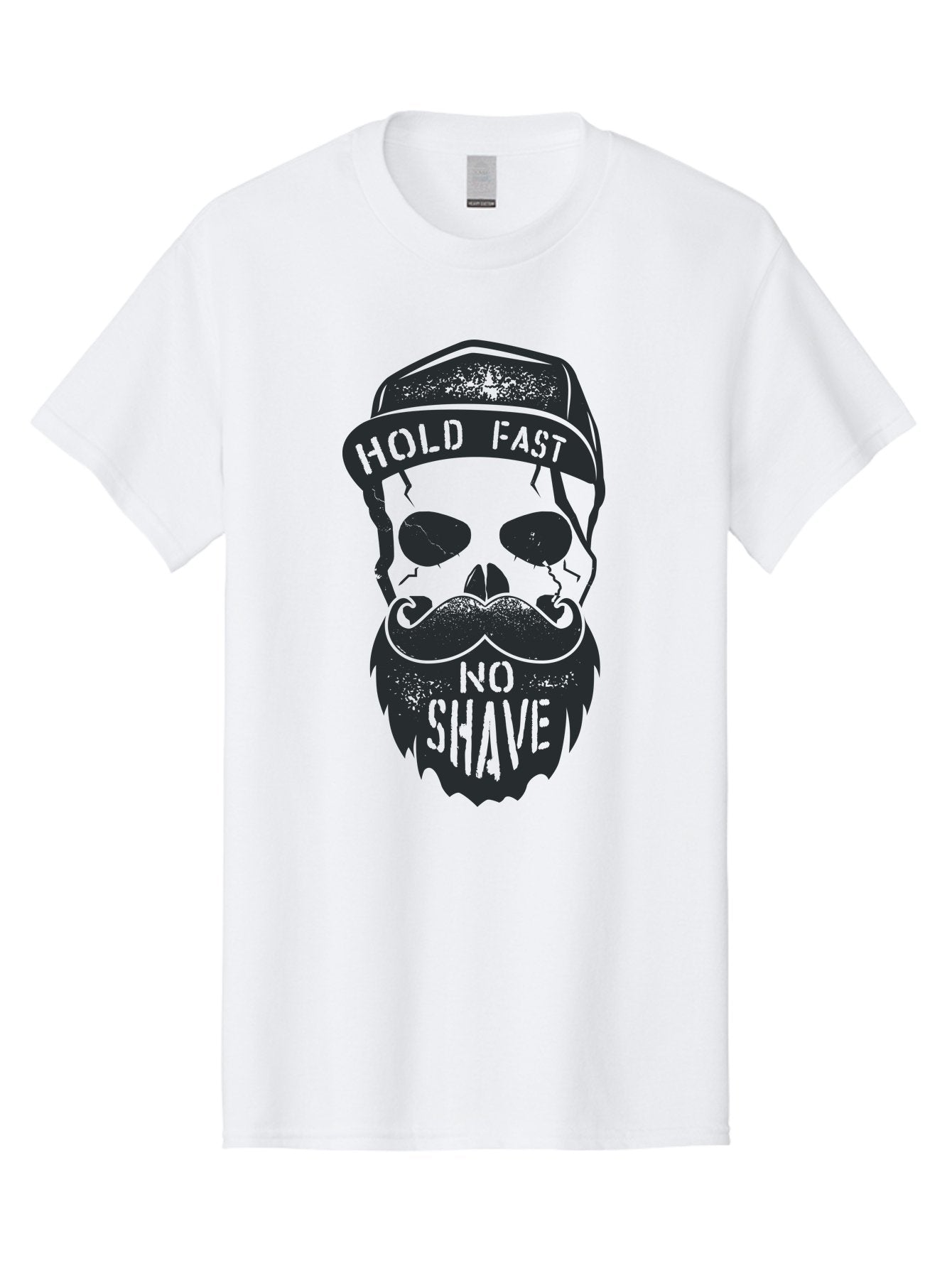 Hold-Fast-No-Shave Men'S Graphic Tee, 100% Cotton, Comfortable Casual Summer Wear, Machine Washable, Skull With Beard And Mustache, No Shave Movement, Hold Fast, Grunge Style, Tattoo Art, Skull Illustration, Beard And Mustache Illustration, Aab939 11