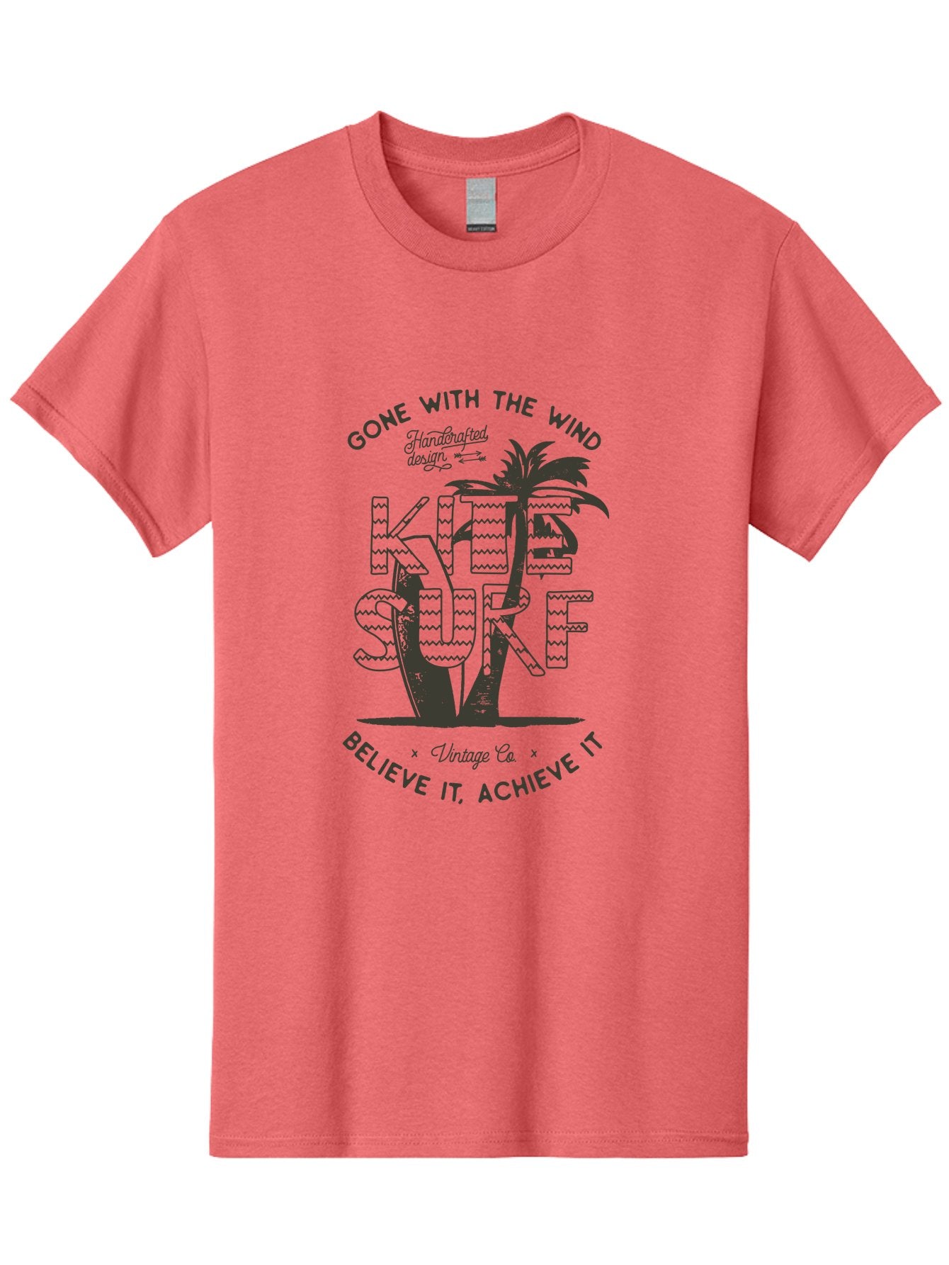 Kitesurf Men'S Graphic Tee, 100% Cotton, Comfortable Casual Summer Wear, Machine Washable, Kite Surfing, Water Sports, Adventure Seekers, Motivational Quotes, Inspirational Phrases, Gone With The Wind, Believe It Achieve It, Aab940 8