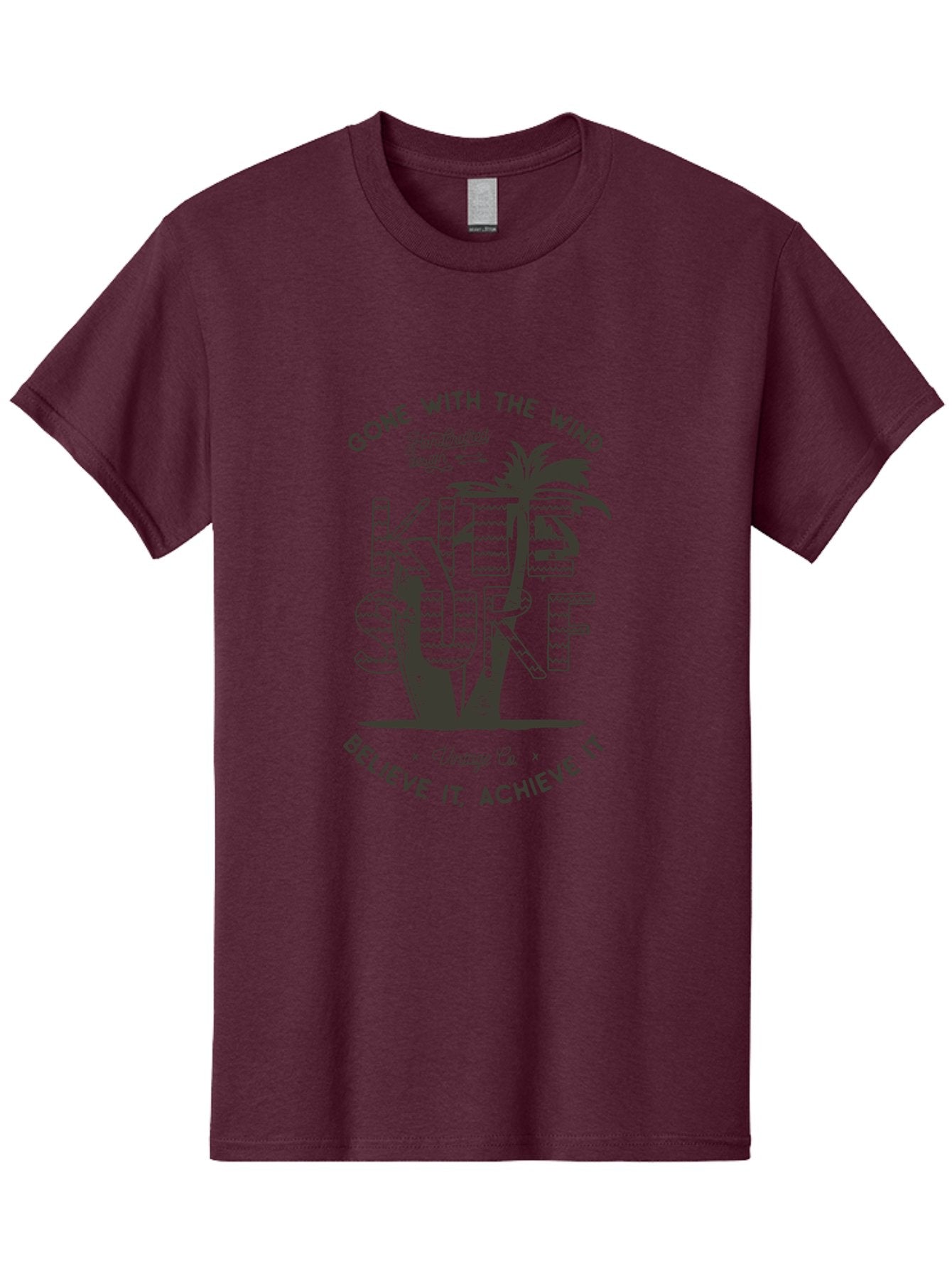Kitesurf Men'S Graphic Tee, 100% Cotton, Comfortable Casual Summer Wear, Machine Washable, Kite Surfing, Water Sports, Adventure Seekers, Motivational Quotes, Inspirational Phrases, Gone With The Wind, Believe It Achieve It, Aab940 11