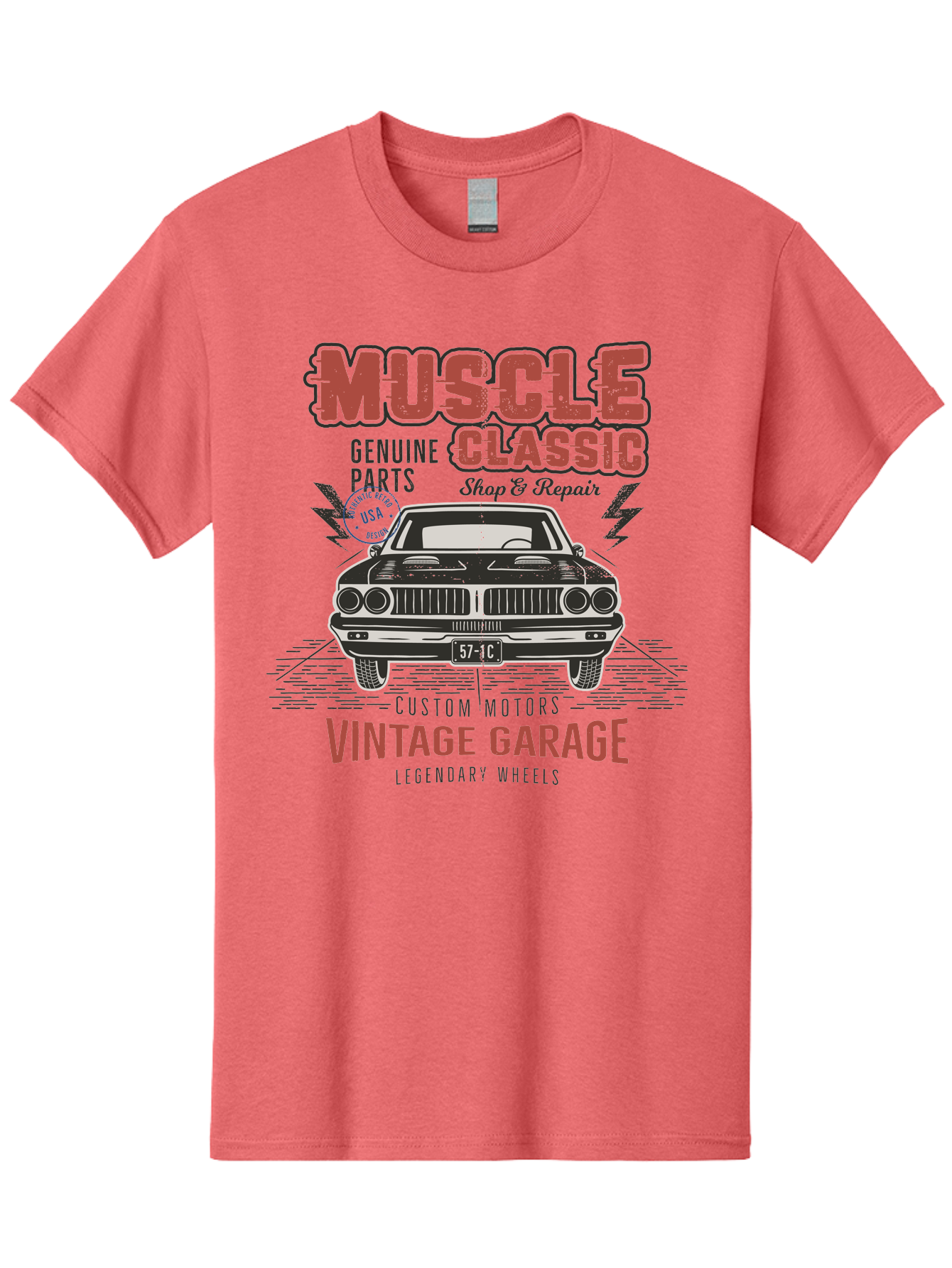 Muscle-Classic-1 Men'S Graphic Tee, 100% Cotton, Comfortable Casual Summer Wear, Machine Washable, Vintage Car, Classic Muscle Car, Custom Motors, Genuine Parts, Shop & Repair, Vintage Garage, Legendary Wheels, Usa Made, Automotive Restoration Aab941 19