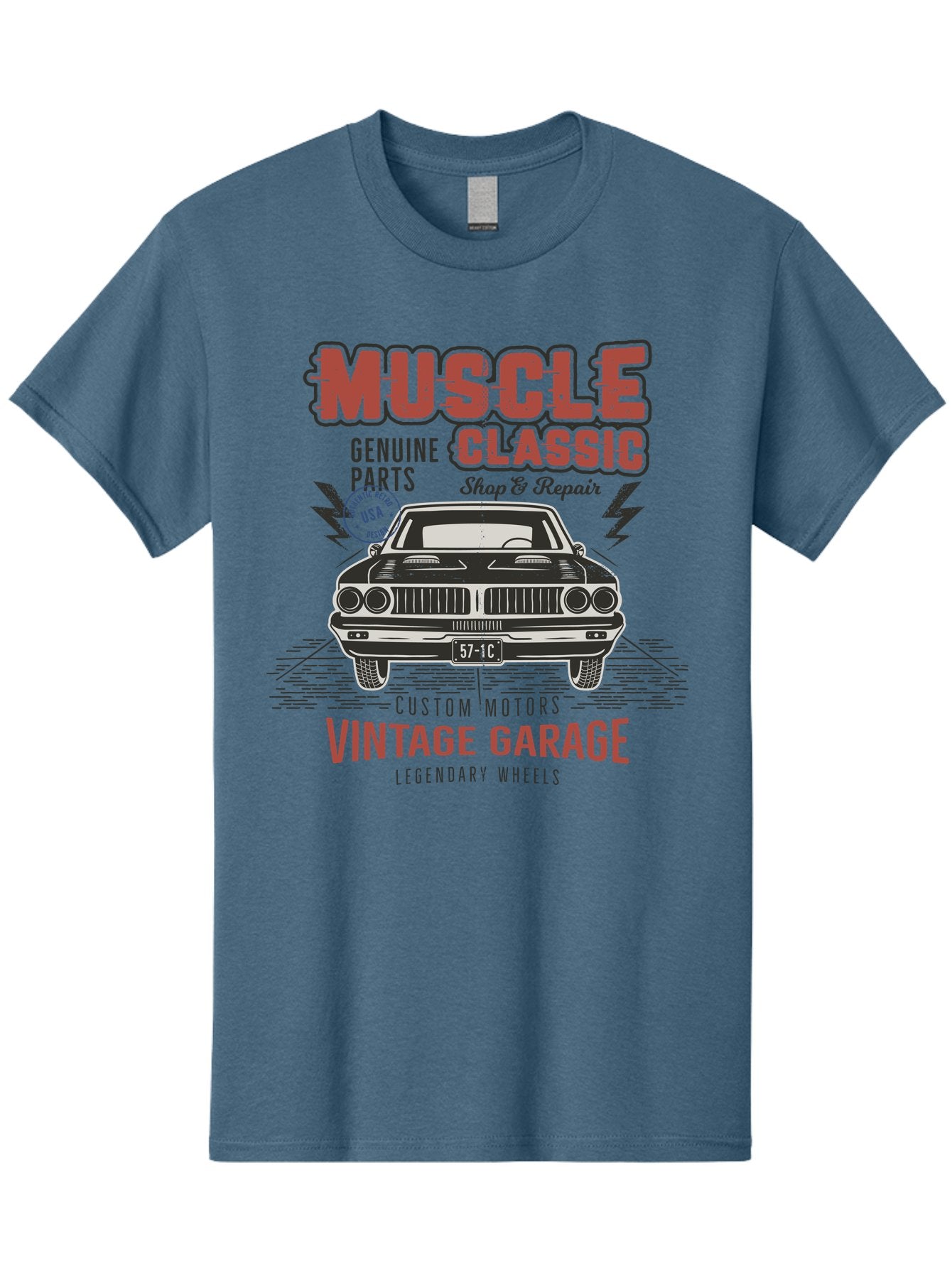Muscle-Classic-1 Men'S Graphic Tee, 100% Cotton, Comfortable Casual Summer Wear, Machine Washable, Vintage Car, Classic Muscle Car, Custom Motors, Genuine Parts, Shop & Repair, Vintage Garage, Legendary Wheels, Usa Made, Automotive Restoration Aab941