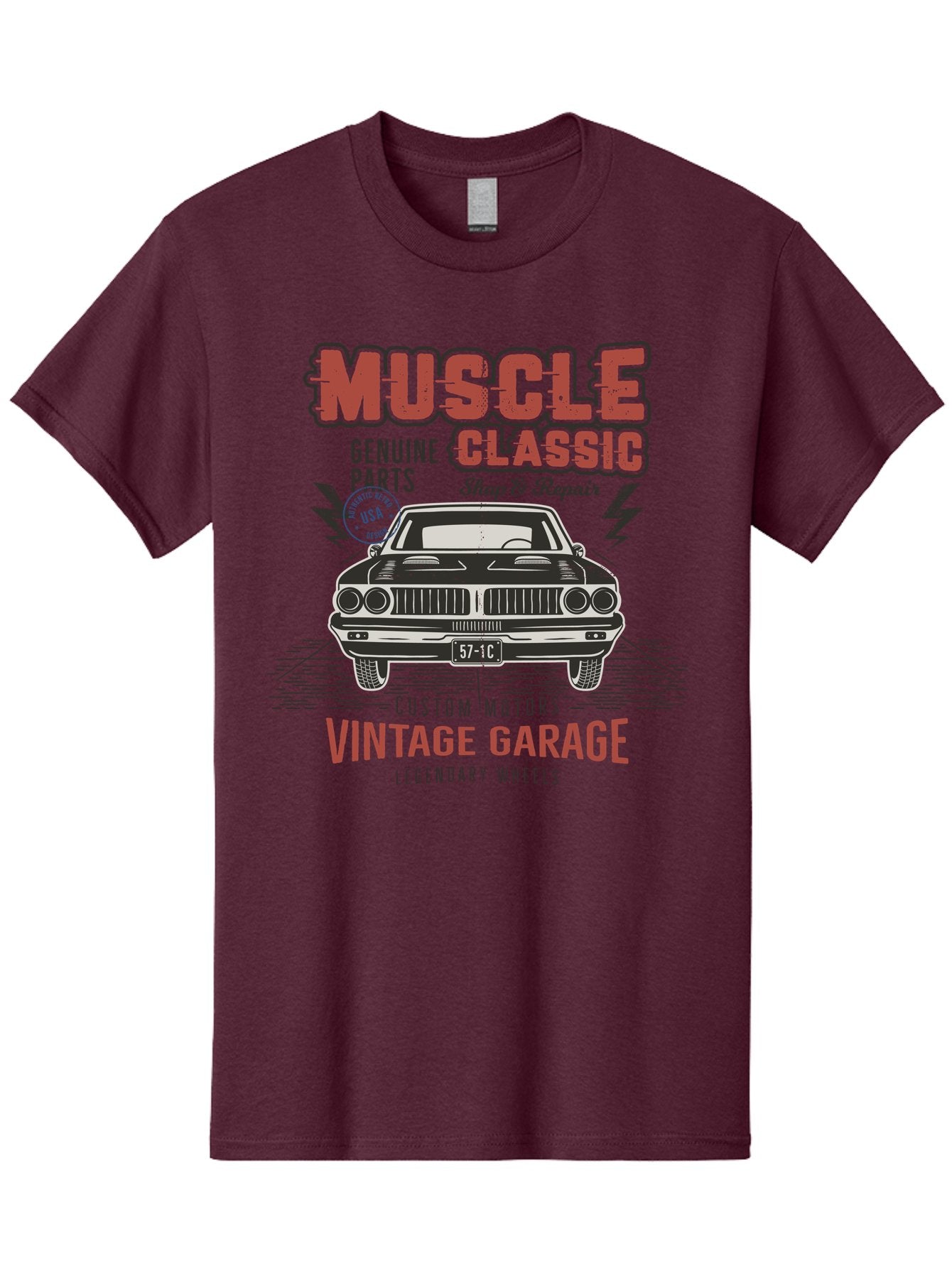 Muscle-Classic-1 Men'S Graphic Tee, 100% Cotton, Comfortable Casual Summer Wear, Machine Washable, Vintage Car, Classic Muscle Car, Custom Motors, Genuine Parts, Shop & Repair, Vintage Garage, Legendary Wheels, Usa Made, Automotive Restoration Aab941 14