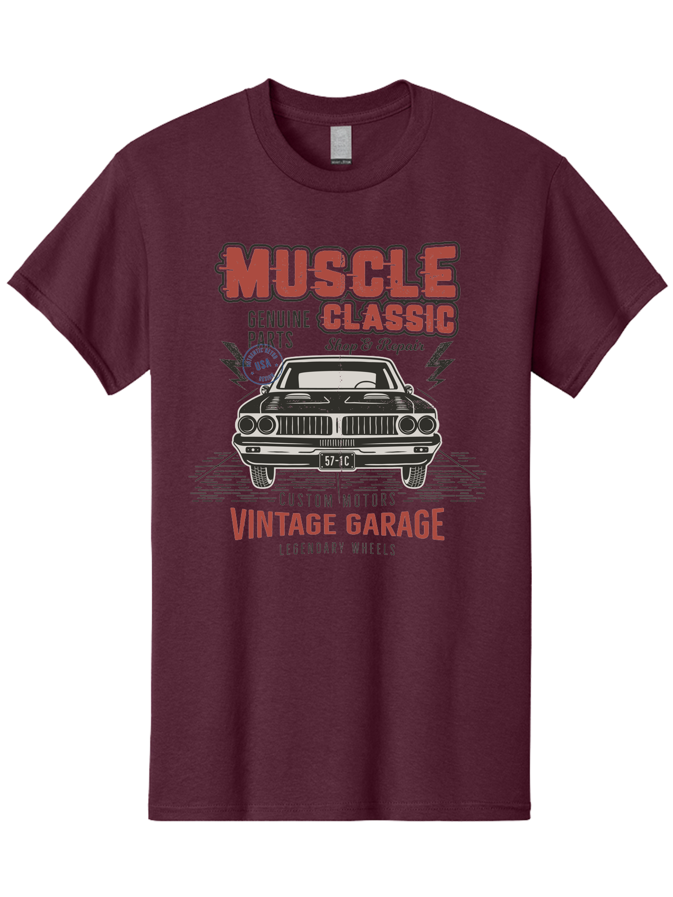 Muscle-Classic-1 Men'S Graphic Tee, 100% Cotton, Comfortable Casual Summer Wear, Machine Washable, Vintage Car, Classic Muscle Car, Custom Motors, Genuine Parts, Shop & Repair, Vintage Garage, Legendary Wheels, Usa Made, Automotive Restoration Aab941 3